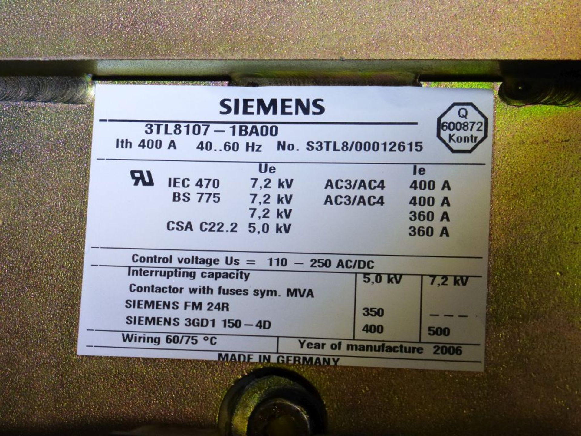 Siemens Medium Voltage MCC - Removed from Service January 2022 | 2000A; 2300V; 3-Verticals; - Image 10 of 19