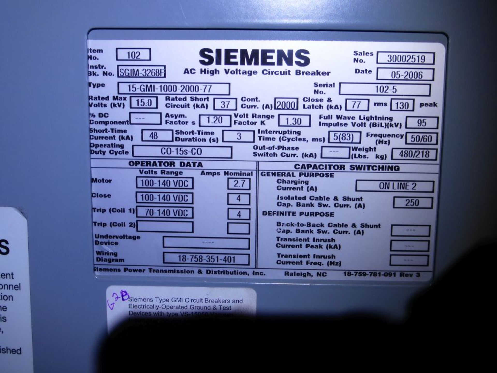 Siemens Switchgear - Removed from Service January 2022 | 6-Verticals; Includes: (9) AC High - Image 11 of 30