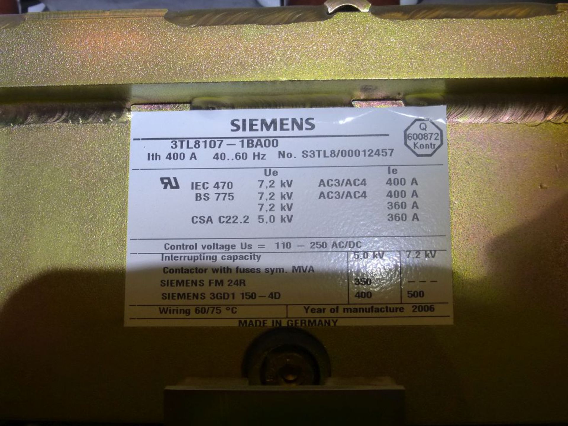 Siemens Medium Voltage MCC - Removed from Service January 2022 | 2000A; 2300V; 3-Verticals; - Image 7 of 16