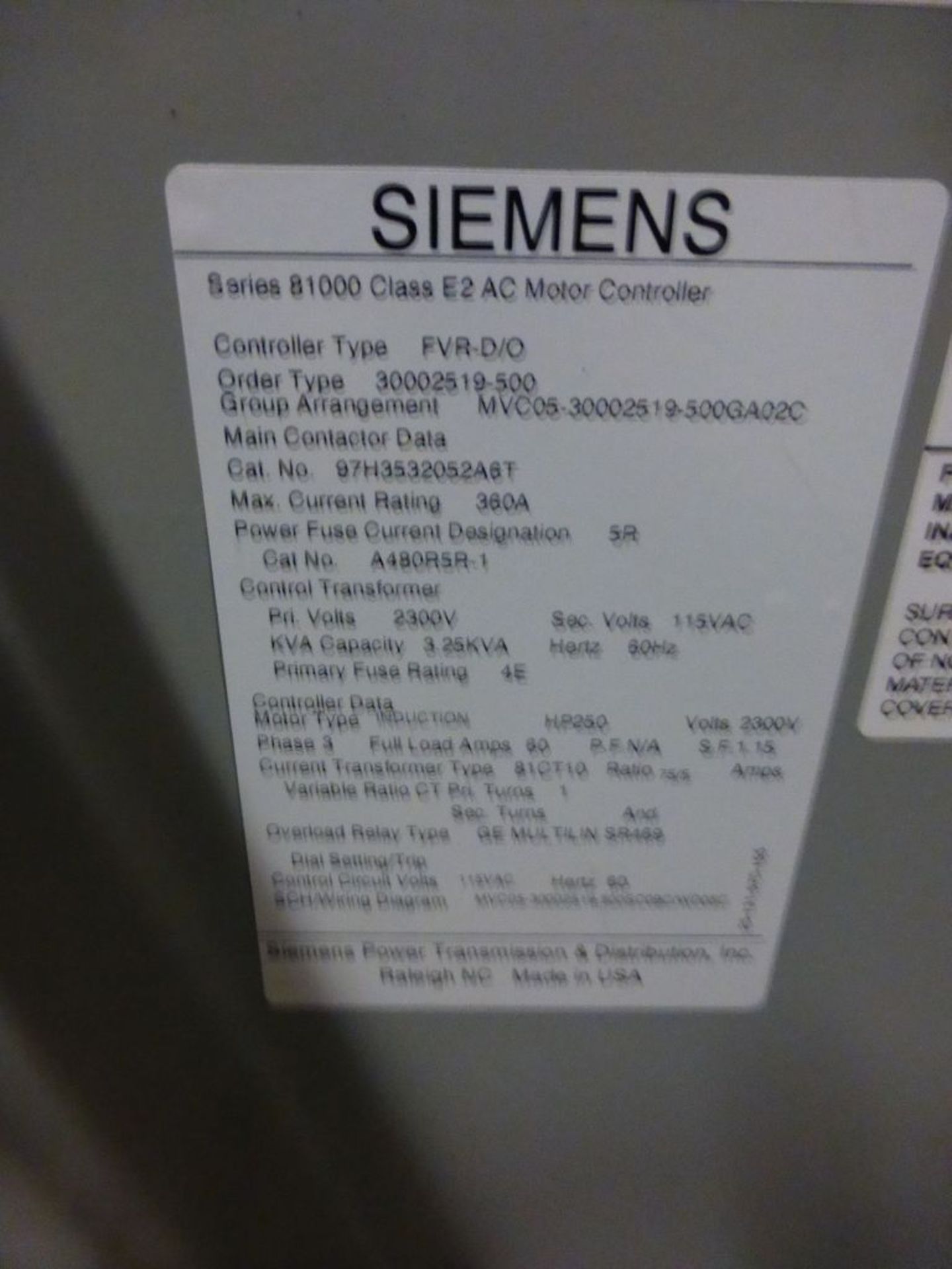 Siemens Medium Voltage MCC - Removed from Service January 2022 | 2000A; 2300V; 3-Verticals; - Image 21 of 21