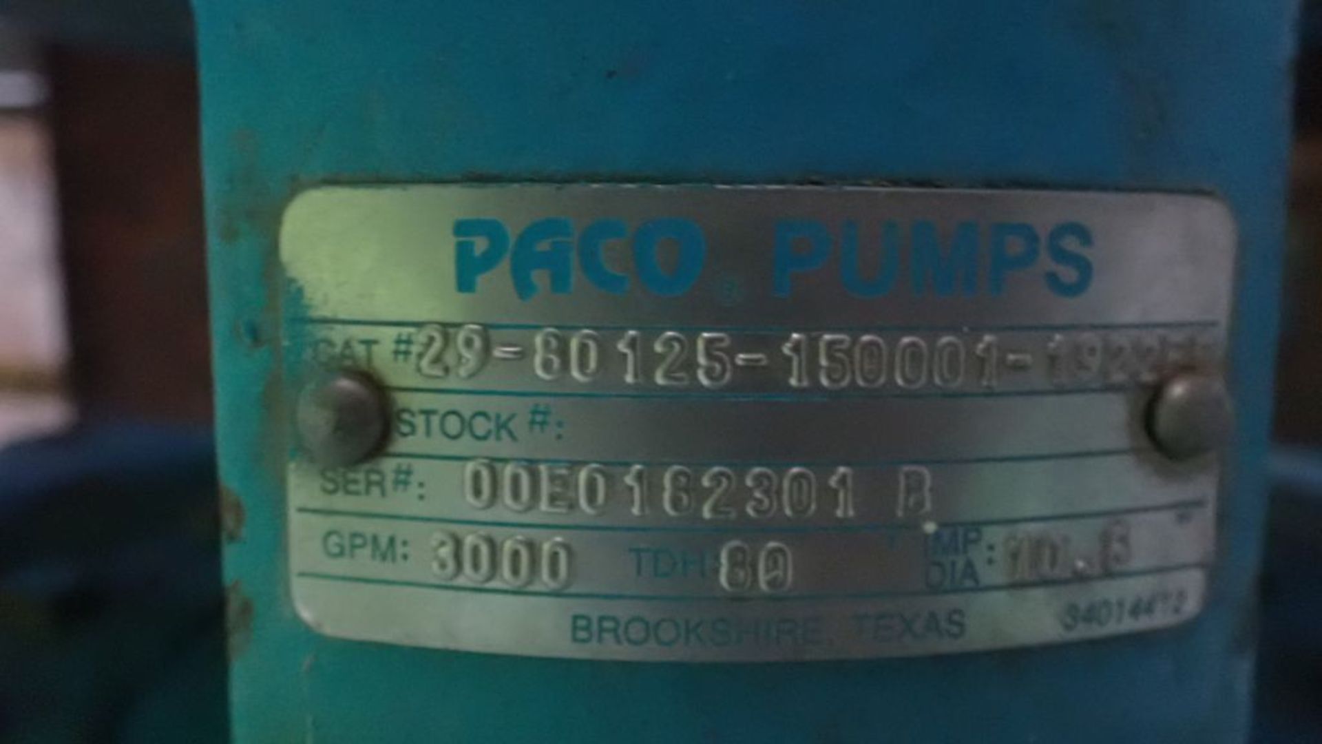 Paco Pump | Cat No. 29-80125-150001-1922EE; 230/460V; 3000 GPM; Tag: 231718 - Image 7 of 8