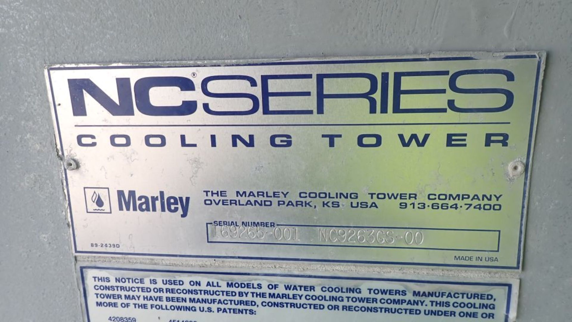 Lot of (3) Marley Cooling Towers | (1) Serial No. 169265-005-NC 9263 GS-00; (1) Serial No. 169265- - Image 7 of 42