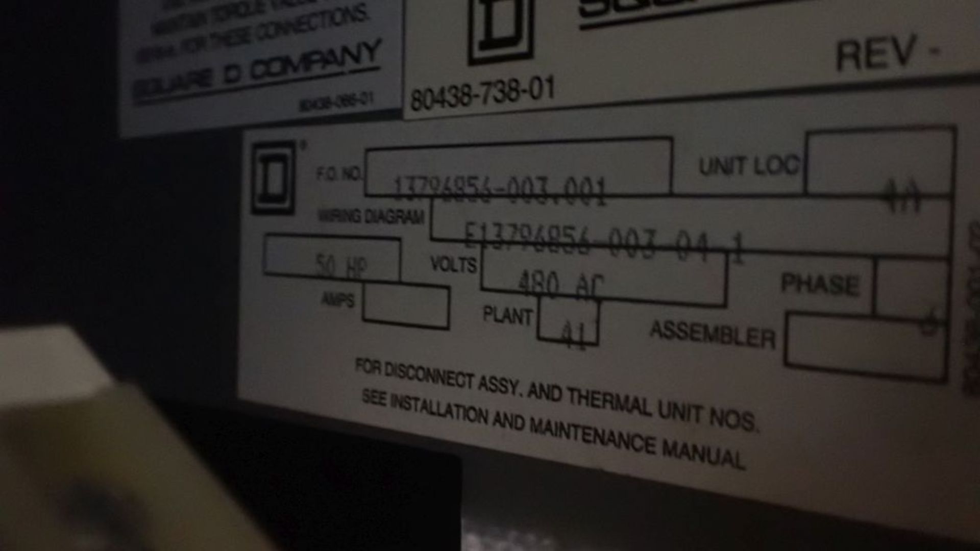 Square D Model 16 6-Section MCC | Includes: Nema Size 4, Cat No. 8536SFORS, 100 HP Max, 460/575V; ( - Image 45 of 70