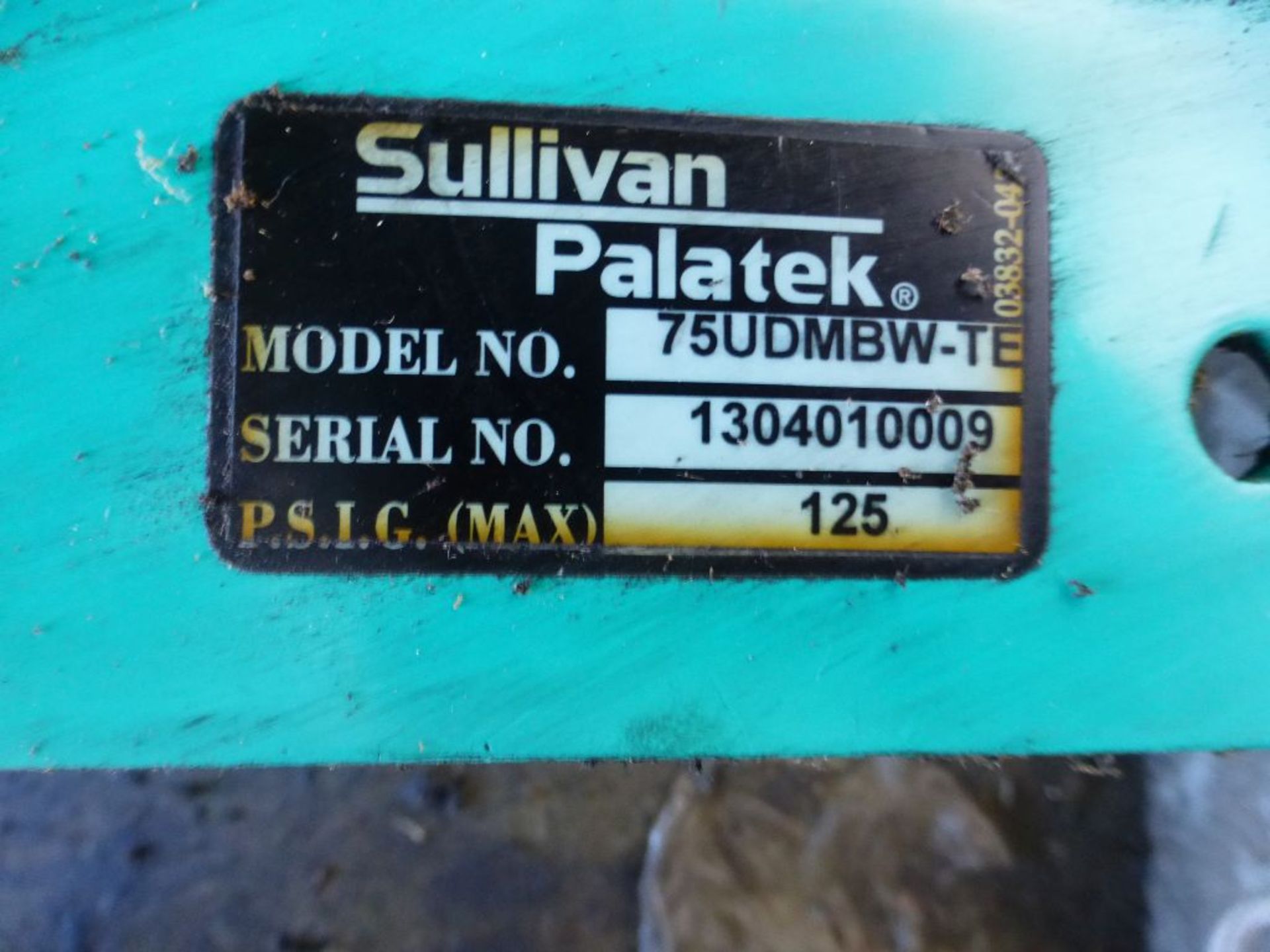 Sullivan Palatek Compressor | Model No. 75VDMBW-TE; Serial No. 1304010009; 125 PSIG; Includes: WEG - Image 4 of 7