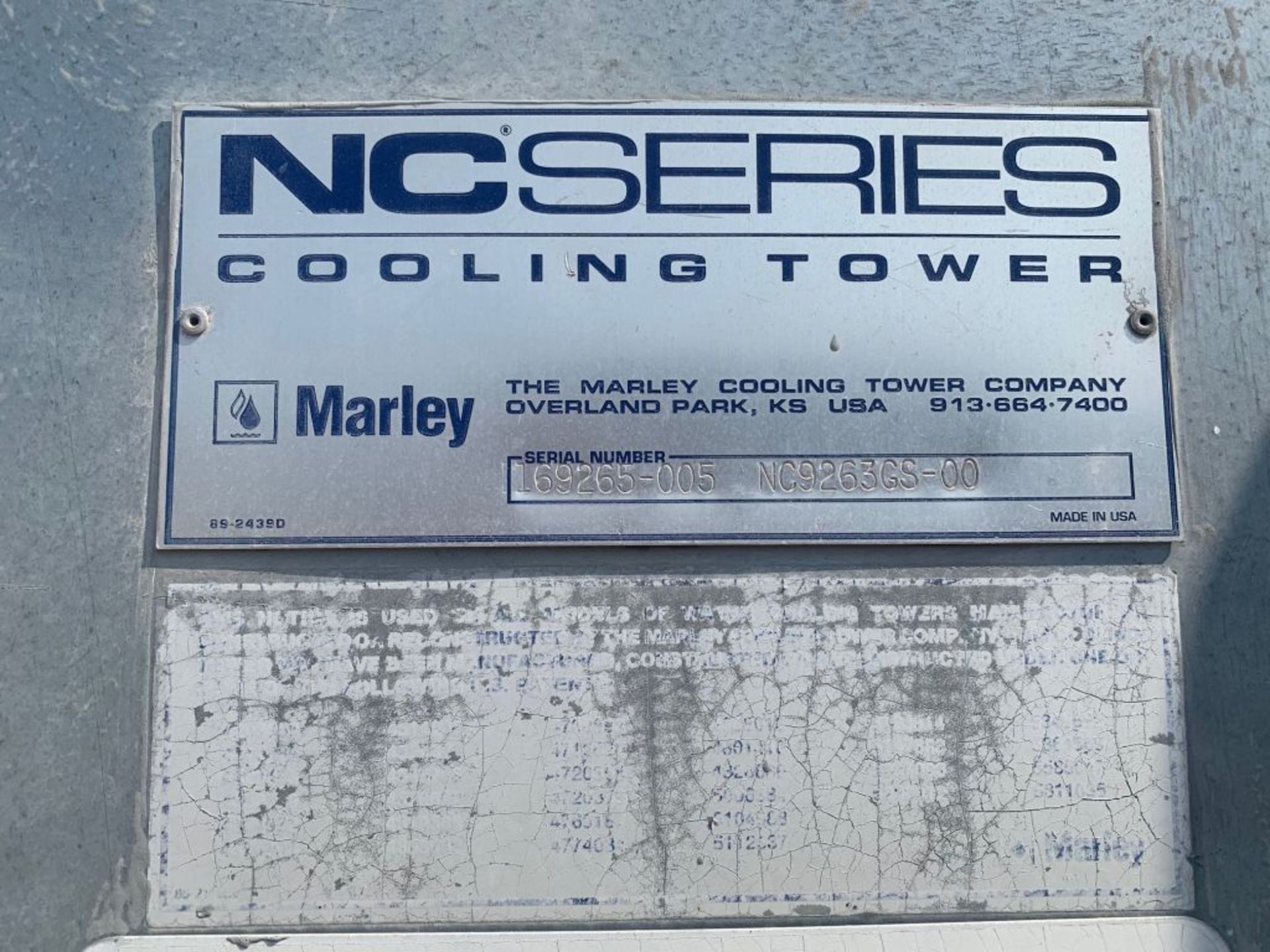 Lot of (3) Marley Cooling Towers | (1) Serial No. 169265-005-NC 9263 GS-00; (1) Serial No. 169265- - Image 5 of 42