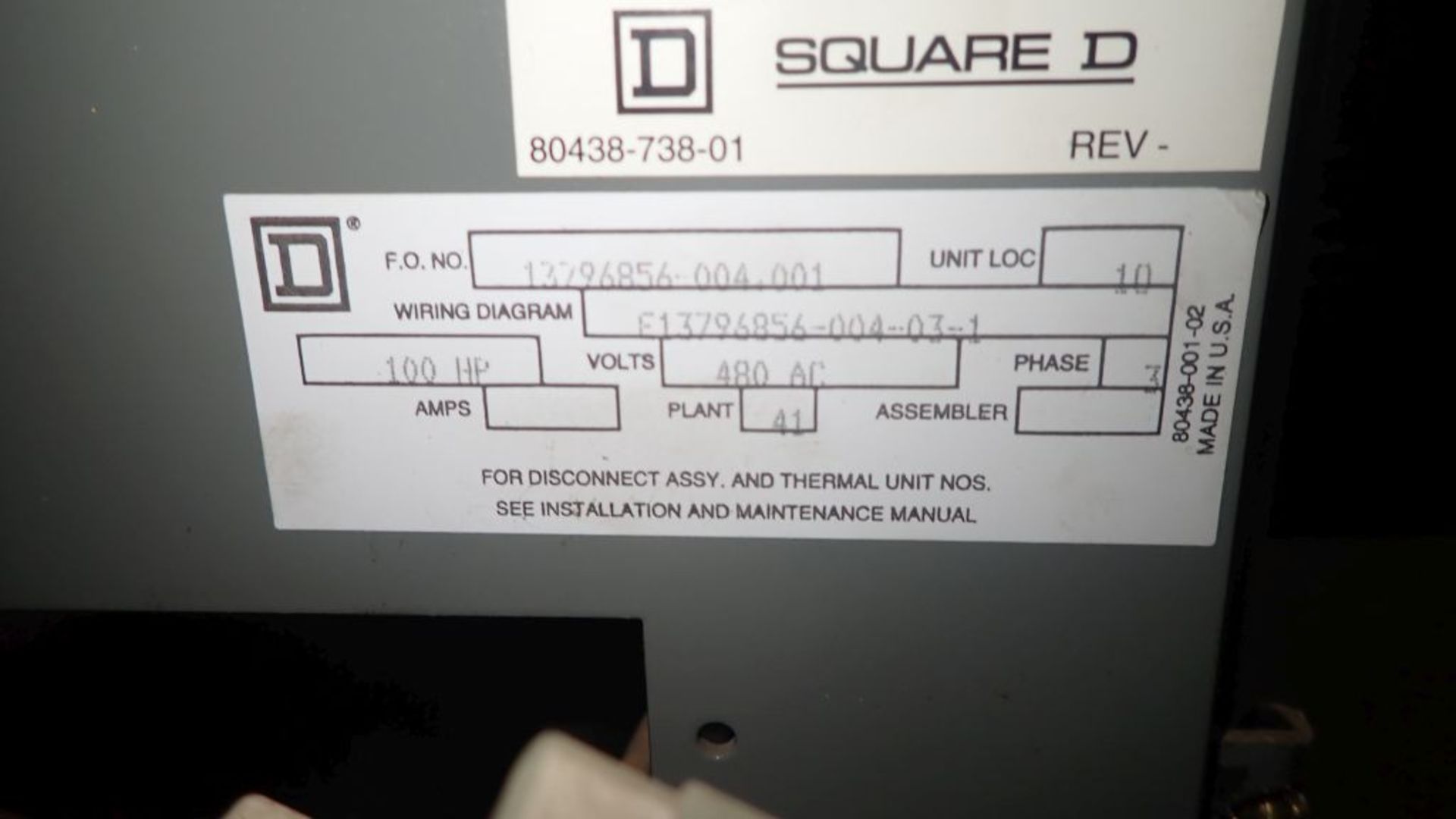 Square D Model 16 6-Section MCC | 600 VAC Max; Includes: Nema Size 4, Cat No. 8536SF015, 100 HP Max, - Image 9 of 44