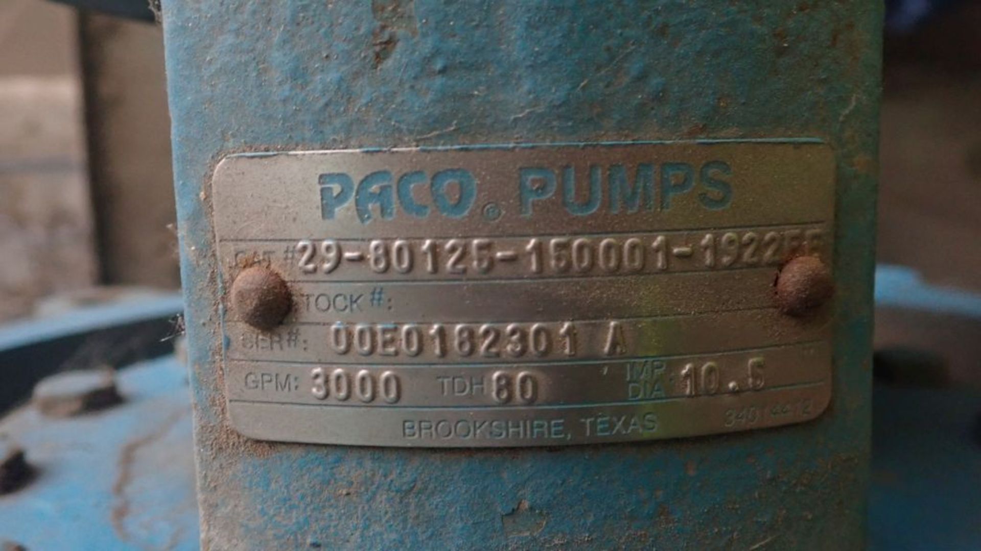 Paco Pump | Cat No. 29-80125-150001-1922EE; 230/460V; 3000 GPM; Tag: 231719 - Image 6 of 6