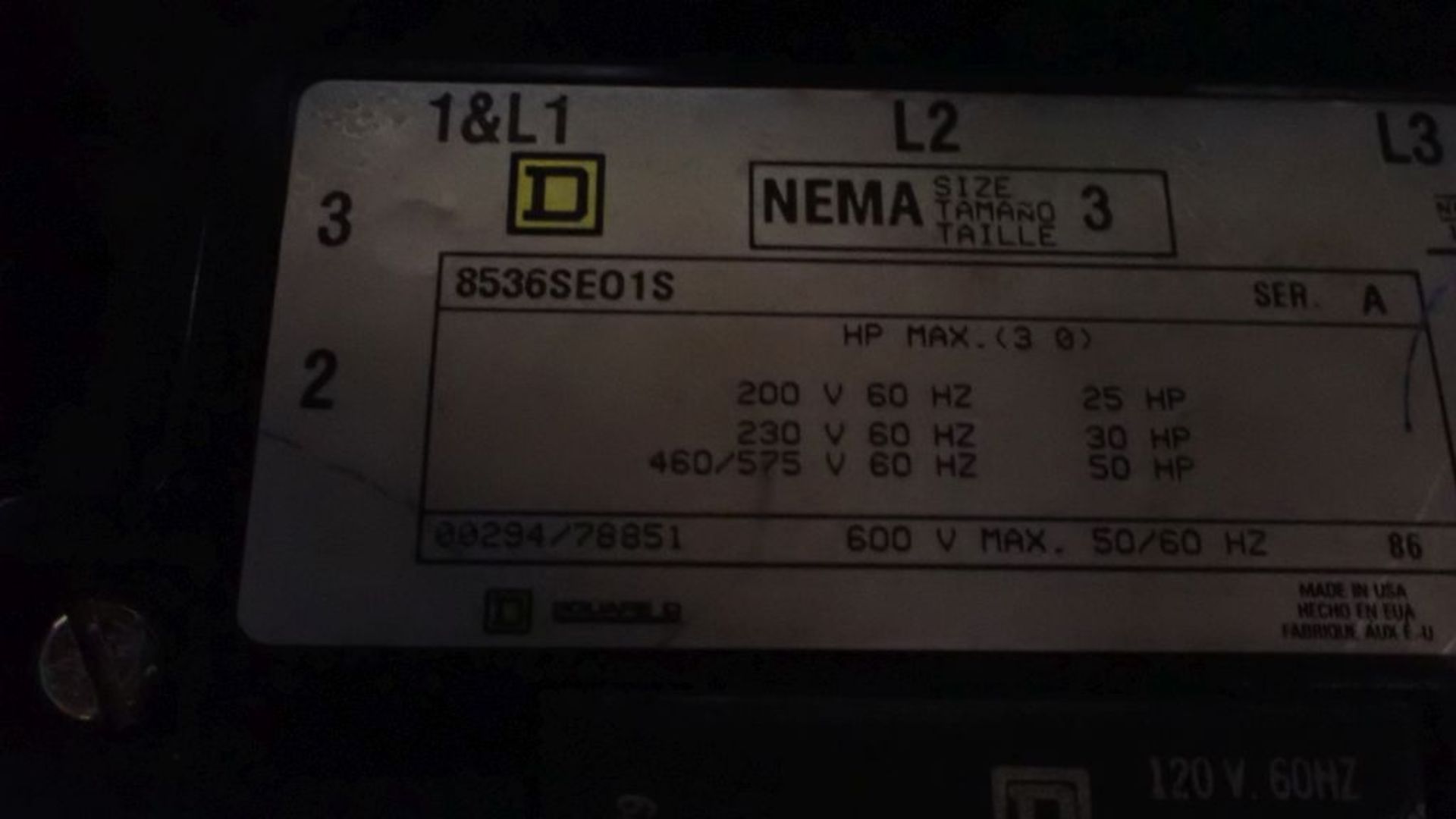 Square D Model 16 6-Section MCC | Includes: Nema Size 4, Cat No. 8536SFORS, 100 HP Max, 460/575V; ( - Image 46 of 70