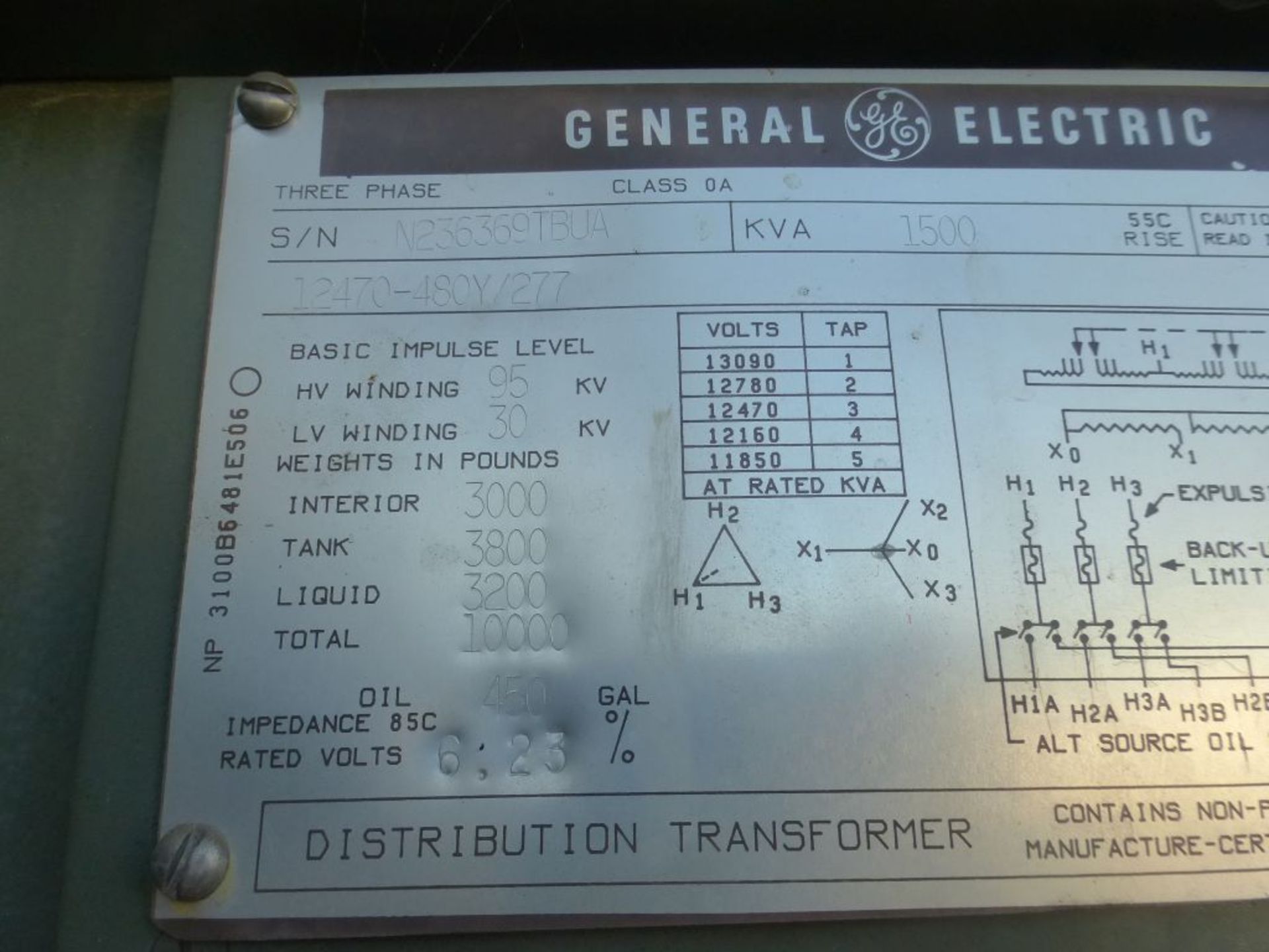 GE 1500 KVA Transformer | 3 PH; 12470-480Y/277V; Tag: 231701 - Image 7 of 8