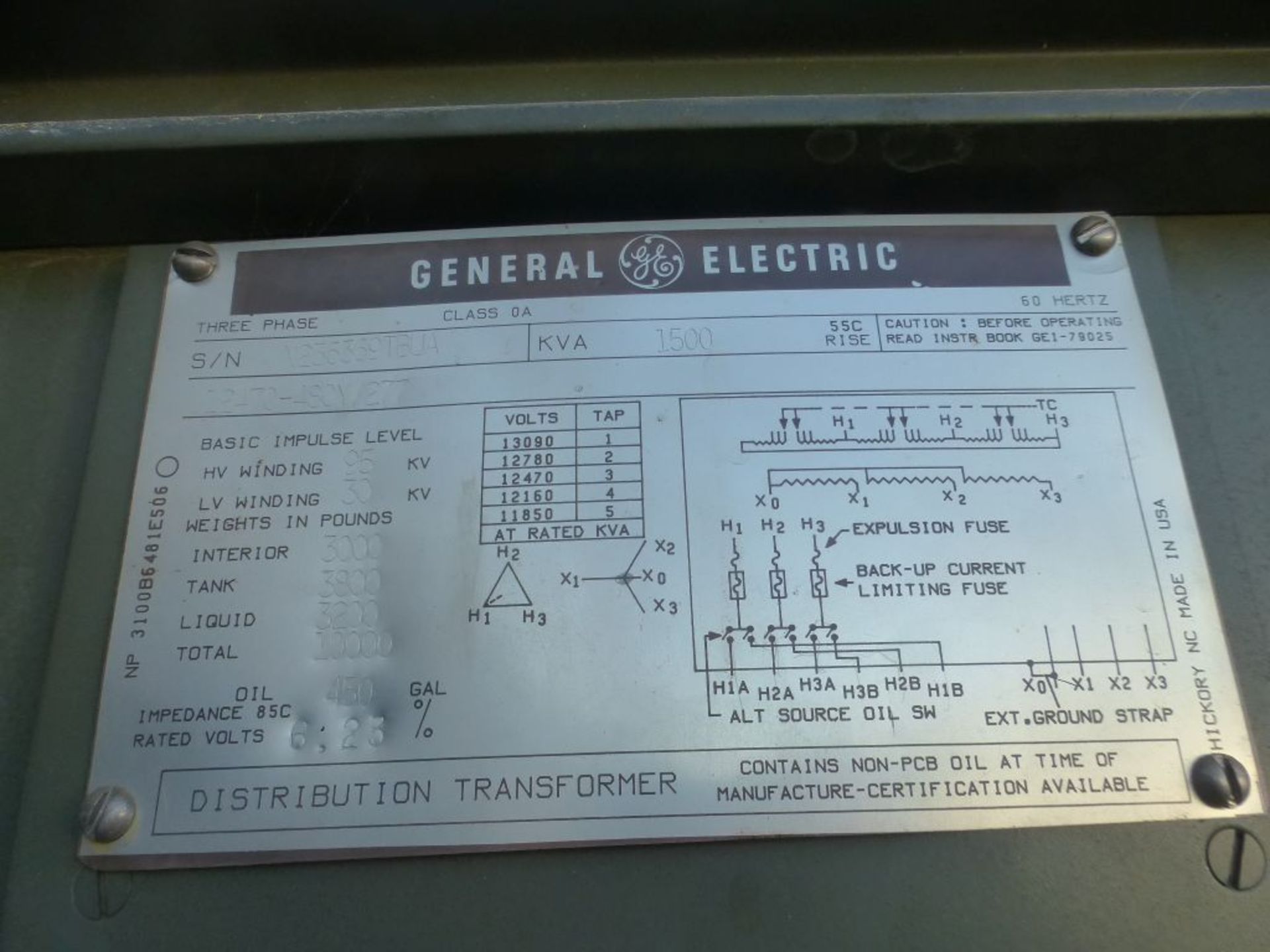GE 1500 KVA Transformer | 3 PH; 12470-480Y/277V; Tag: 231701 - Image 6 of 8