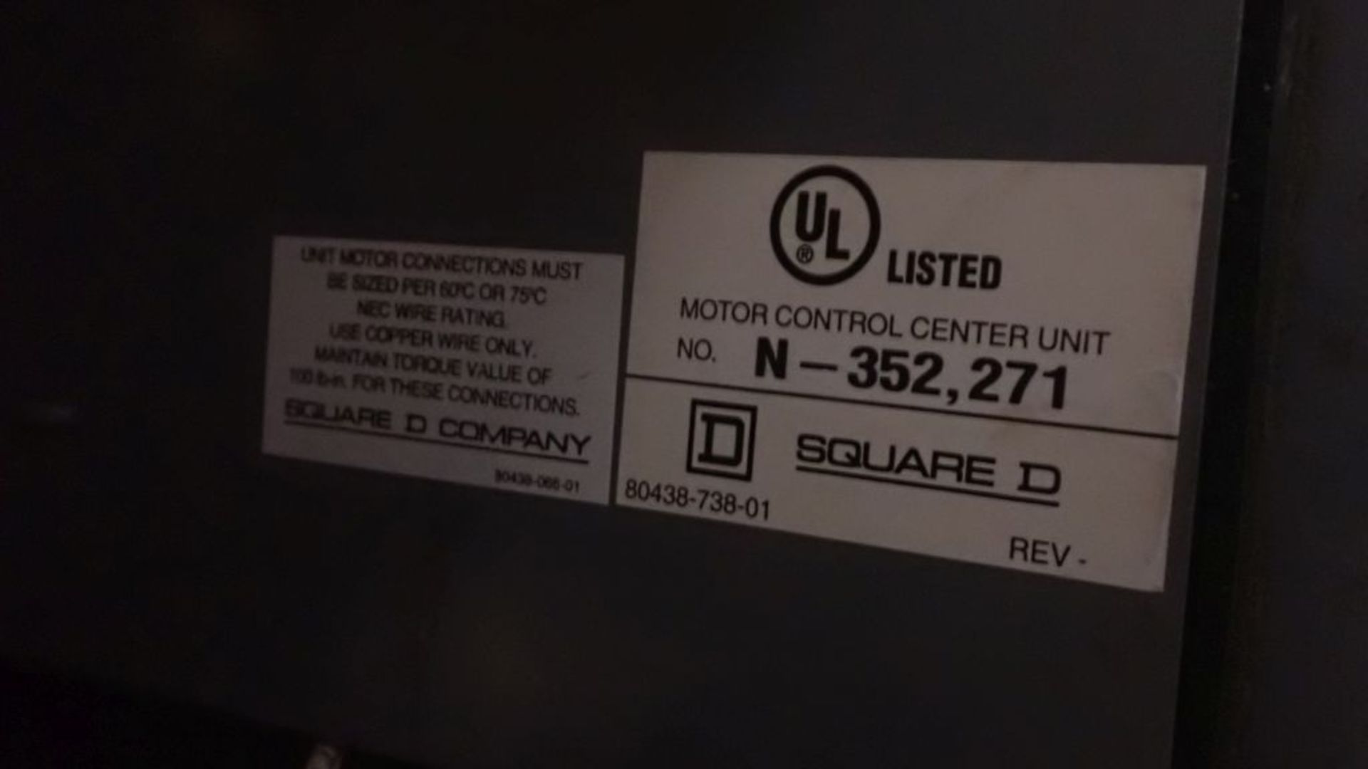 Square D Model 16 6-Section MCC | Includes: Nema Size 4, Cat No. 8536SFORS, 100 HP Max, 460/575V; ( - Image 52 of 70