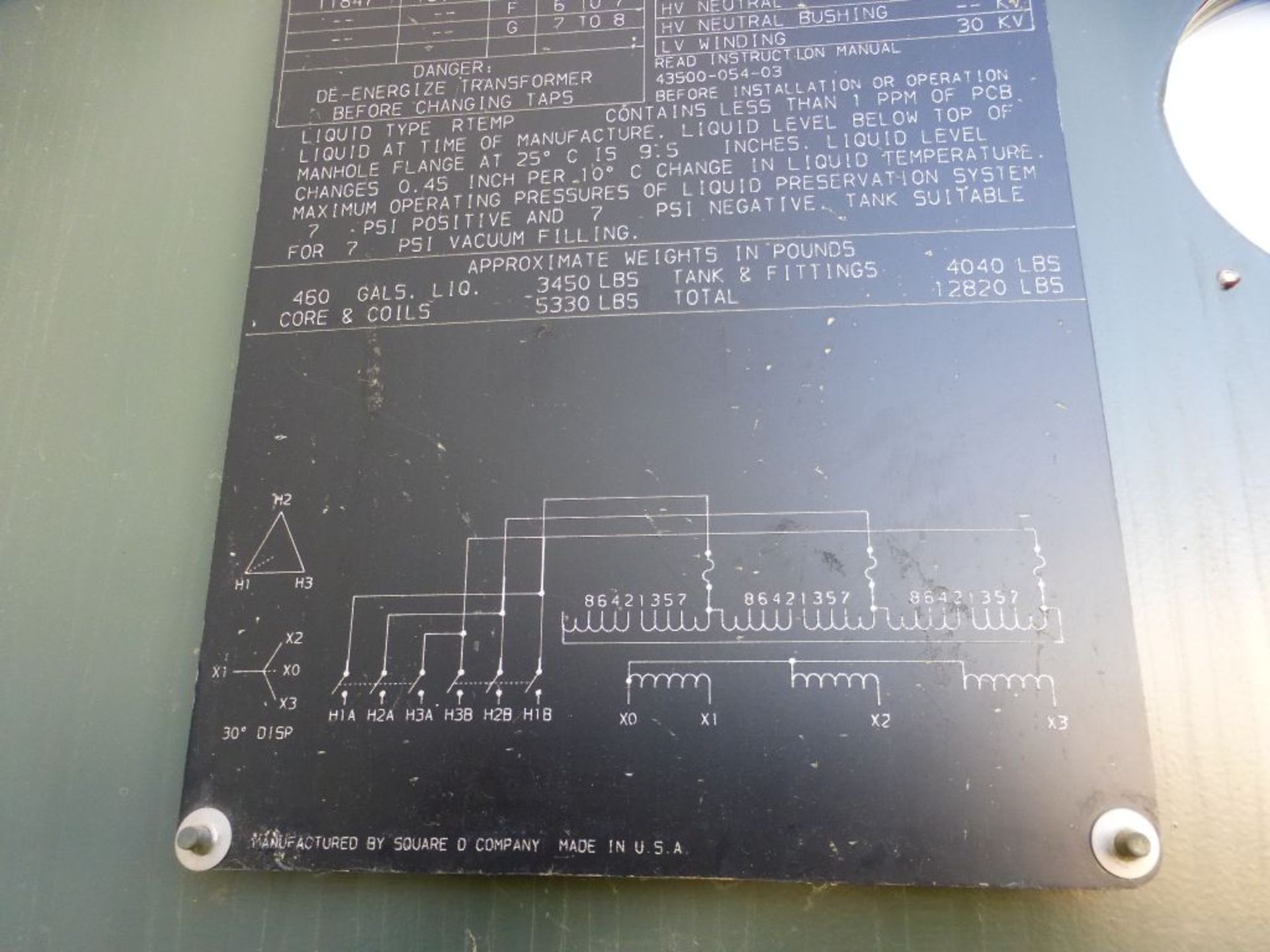 Square D 2500/2800 KVA Transformer | High Voltage: 12470V; Low Voltage: 480Y/277V; Tag: 231707 - Image 12 of 12