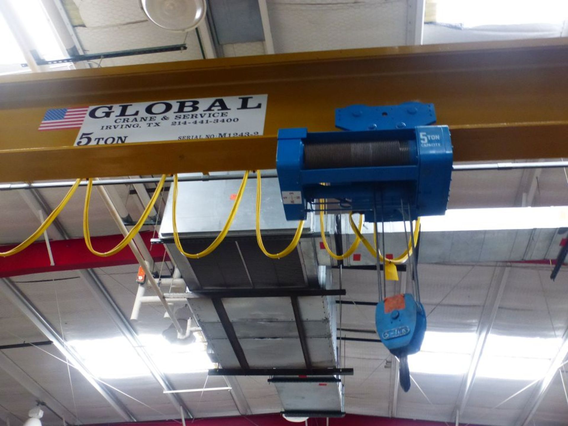 Global Crane and Service 5 Ton Crane w/Wireless Controller | Serial No. M1243-2; Load Bar Span: 58'; - Image 9 of 13