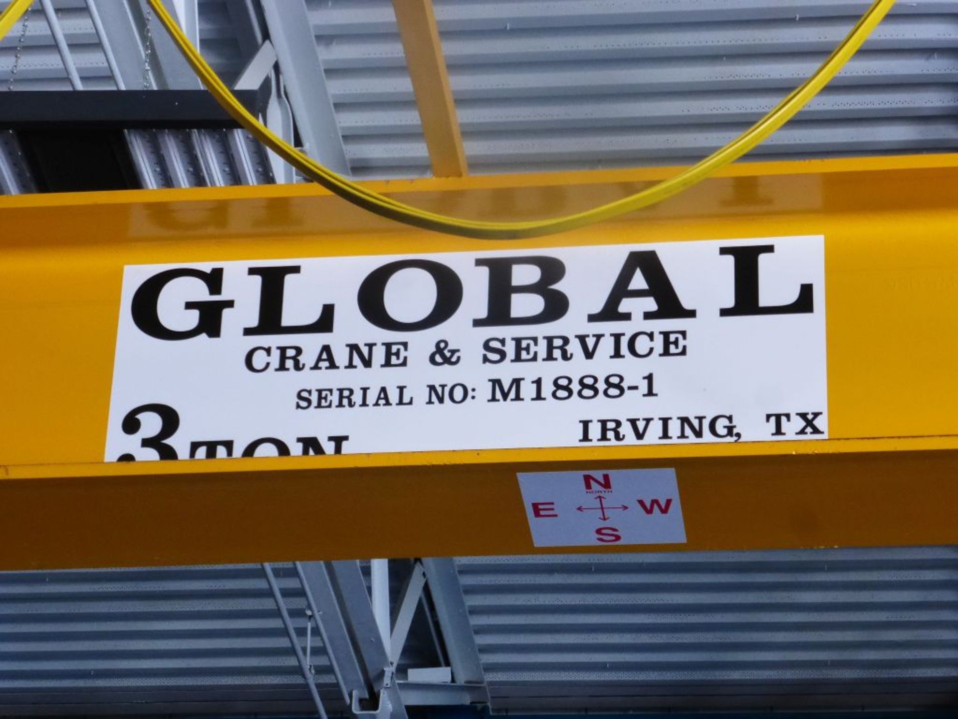 Global Crane and Service 3 Ton Crane w/Wireless Remote | Serial No. M1888-1; Load Bar Span: 57'; - Image 6 of 11