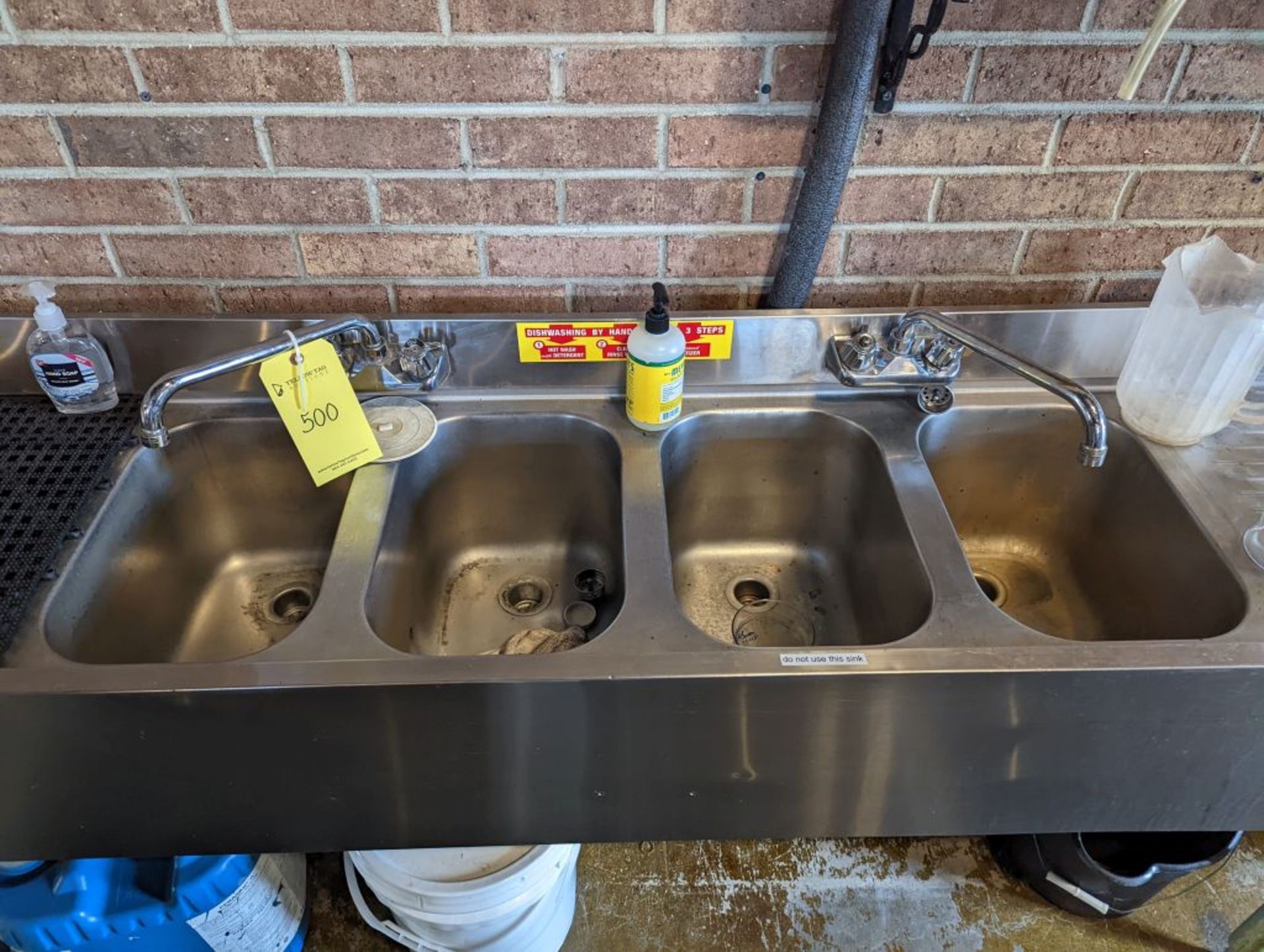4-Basin Stainless Steel Sink with Glass Rinser and Extension | Tag: 232500 - Image 2 of 4