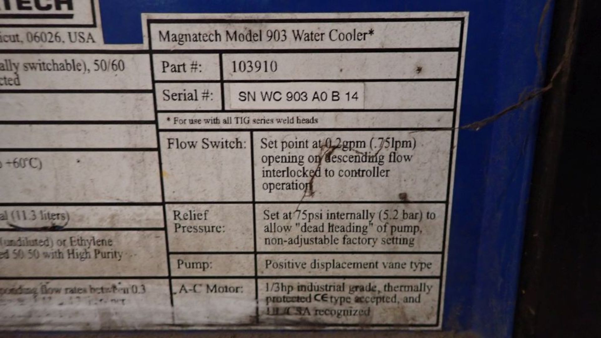 Magnatech Tubemaster Water Cooler | Model No. 903; Part No. 103910; 230V; Tag: 232985 - Image 9 of 19
