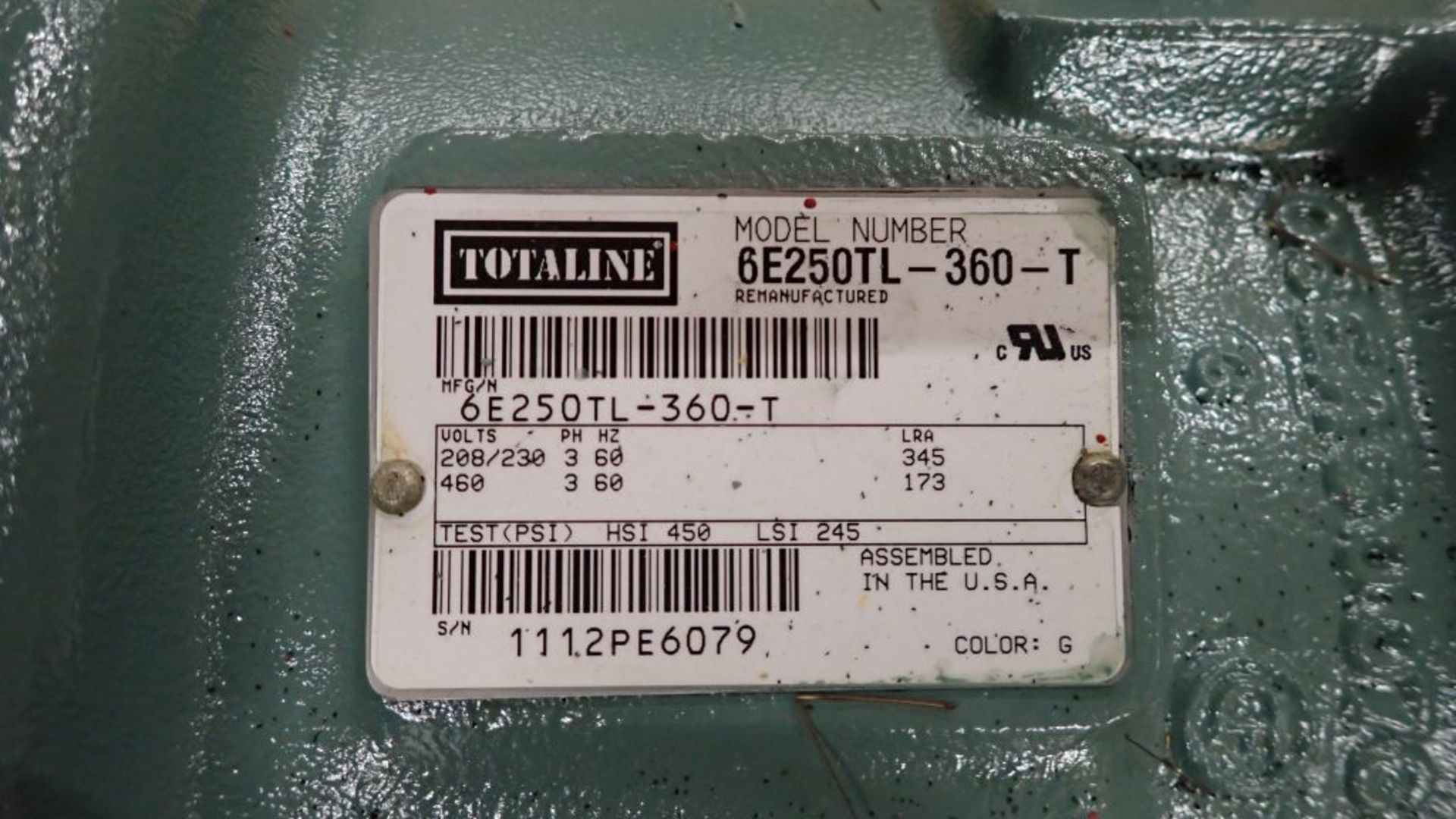 Totaline Semi-Hermetic Compressor | Model No. 6E250TL-360-T; Part No. 1112PE6079; 460V; Tag: 232739 - Image 3 of 7