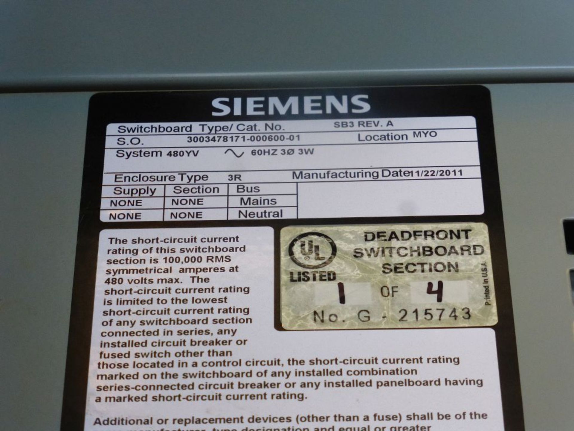 Siemens Switchgear - 4000A Breaker Suitable for Service Entrance | Lot Loading Fee: $500 | Main - Image 9 of 42