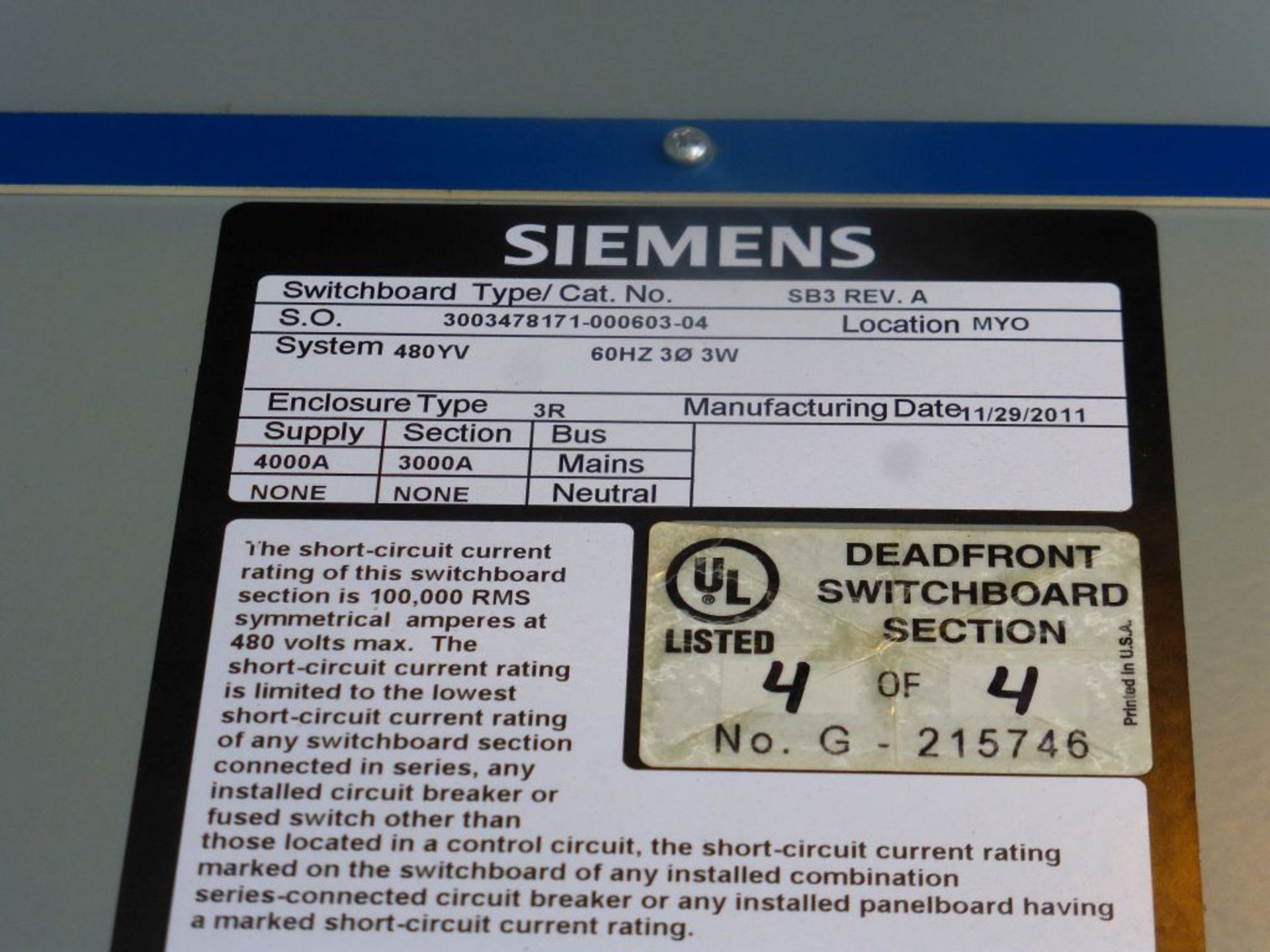 Siemens Switchgear - 4000A Breaker Suitable for Service Entrance | Lot Loading Fee: $500 | Main - Image 35 of 43