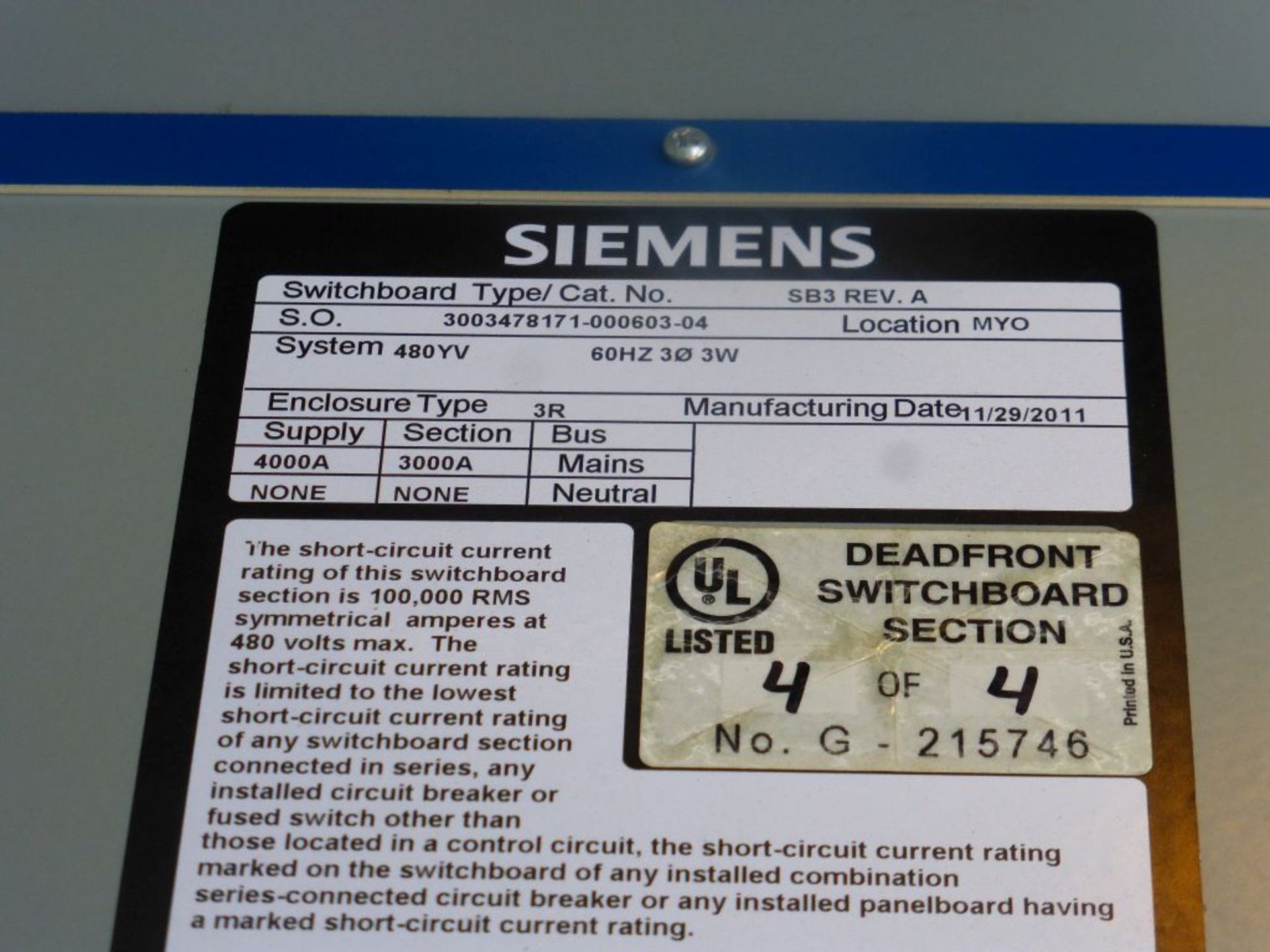 Siemens Switchgear - 4000A Breaker Suitable for Service Entrance | Lot Loading Fee: $500 | Main - Image 34 of 42