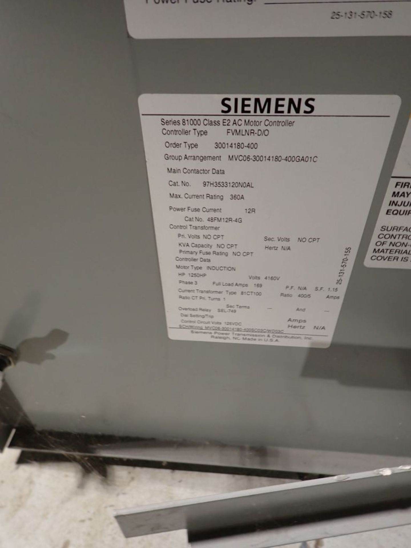 Siemens Medium Voltage MCC | Lot Loading Fee: $3000 | (6) Verticals - 4160V 3000 Amp; 500 HP - Image 21 of 31