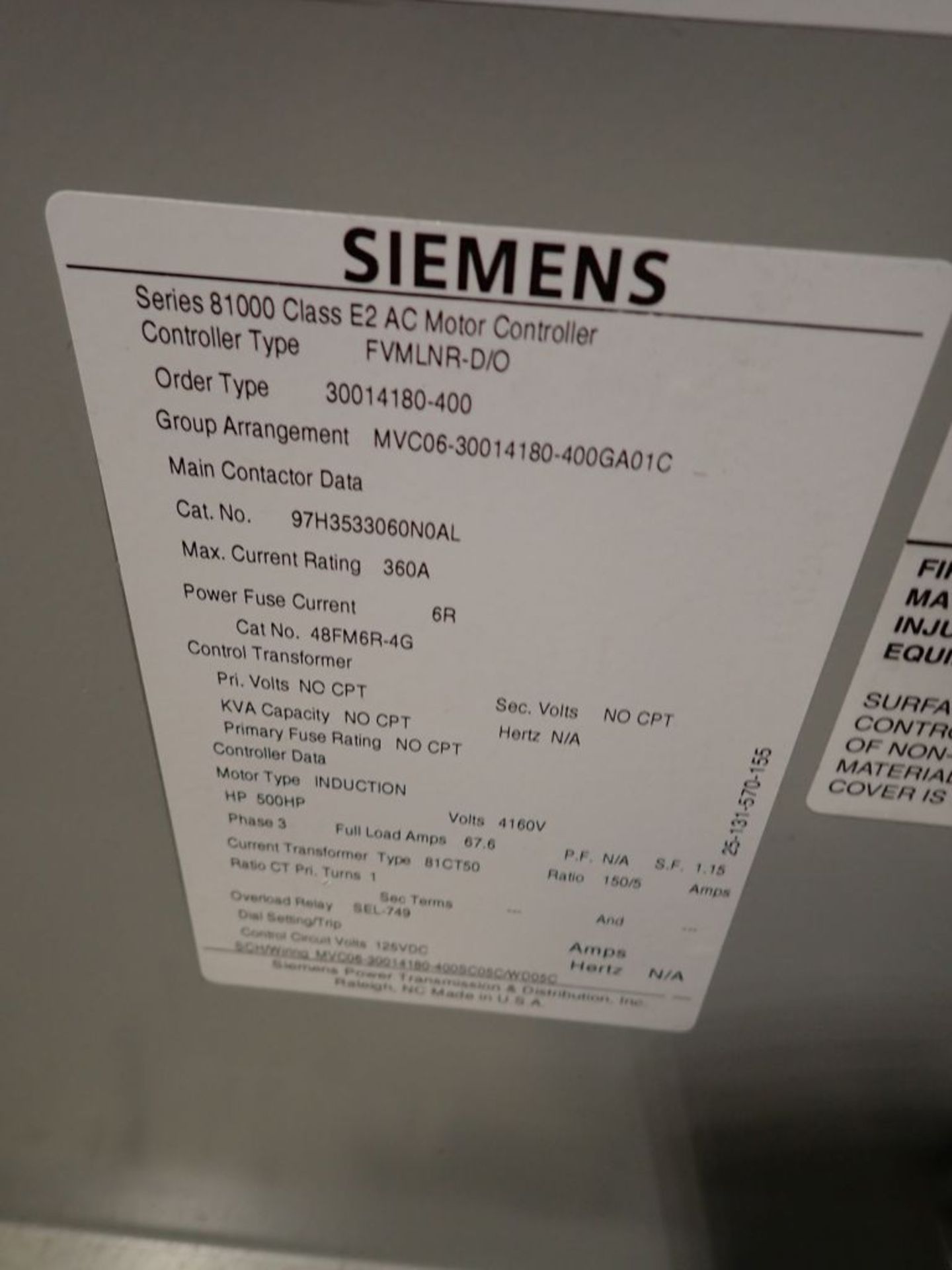 Siemens Medium Voltage MCC | Lot Loading Fee: $3000 | (6) Verticals - 4160V 3000 Amp; 500 HP - Image 11 of 31