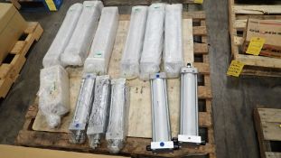 Lot of (12) Assorted SMC Cylinders | (6) Part No. NCAWO-J1KOG-1800; (1) Part No. C92SB125-12S; (3)