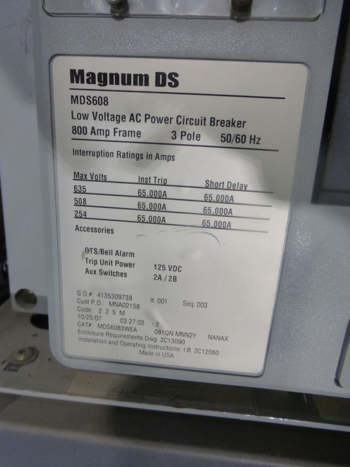 2007 Eaton Cutler Hammer Magnum DS Metal-Enclosed LV Switchgear | Rigging Fee: $300 | 480V; 4- - Image 31 of 31