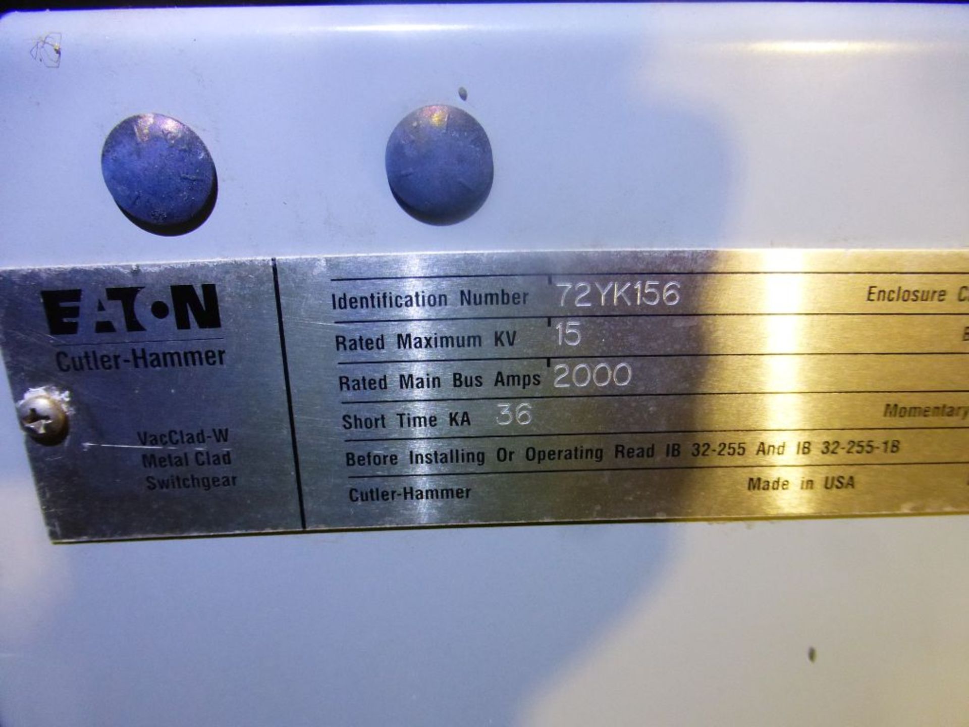 Eaton Cutler Hammer Vacclad-W Metal-Clad Switchgear | Rigging Fee: $350 | 2000A; 6900V; 15KV; 4- - Image 5 of 26