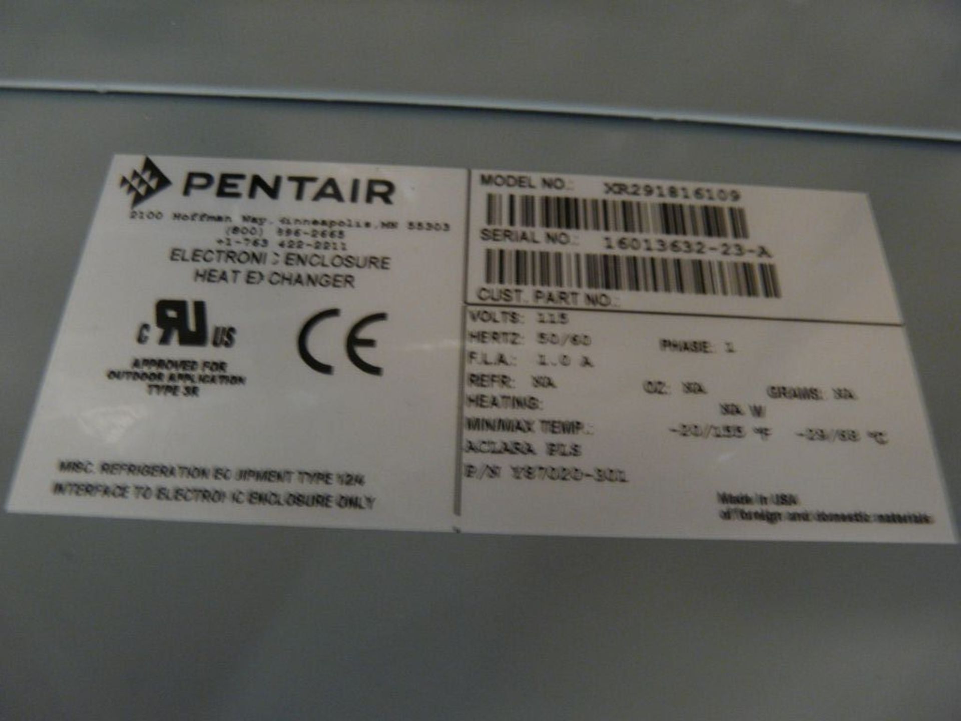 Pentair Heat Exchanger | Model No. XR291816109; 115V; 1PH; Tag: 236008 - Image 4 of 5