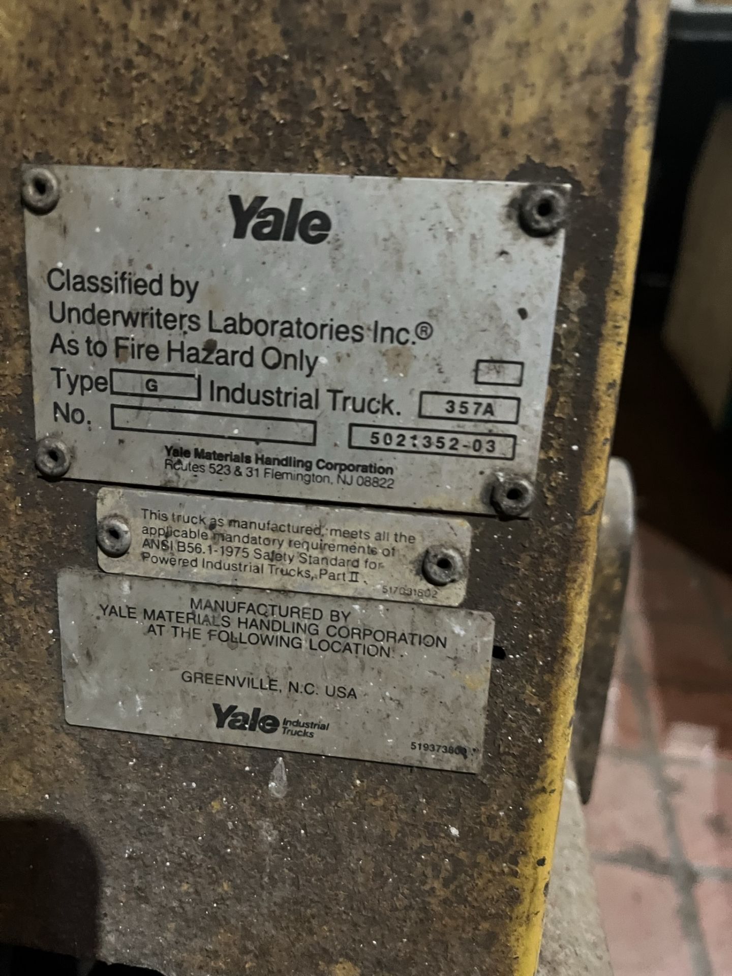 Yale Gasoline Forklift | Model No. GC040ADNUAE072; Serial No. N473734; 3700 lb Cap - Image 7 of 7