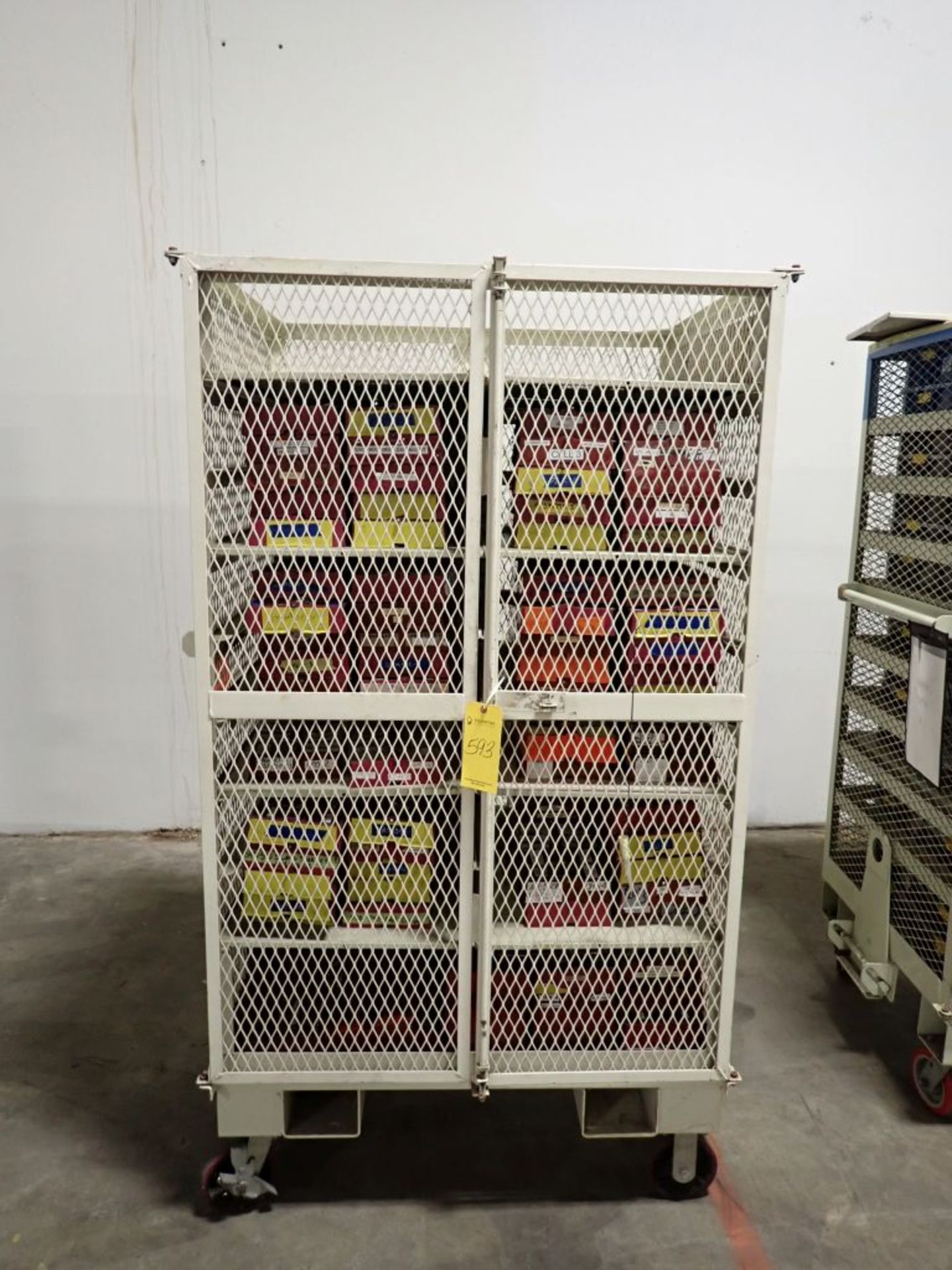 Rolling Locking Cage w/Storage Bins | Tag: 241593 | Limited Forklift Assistance Available - $10.00