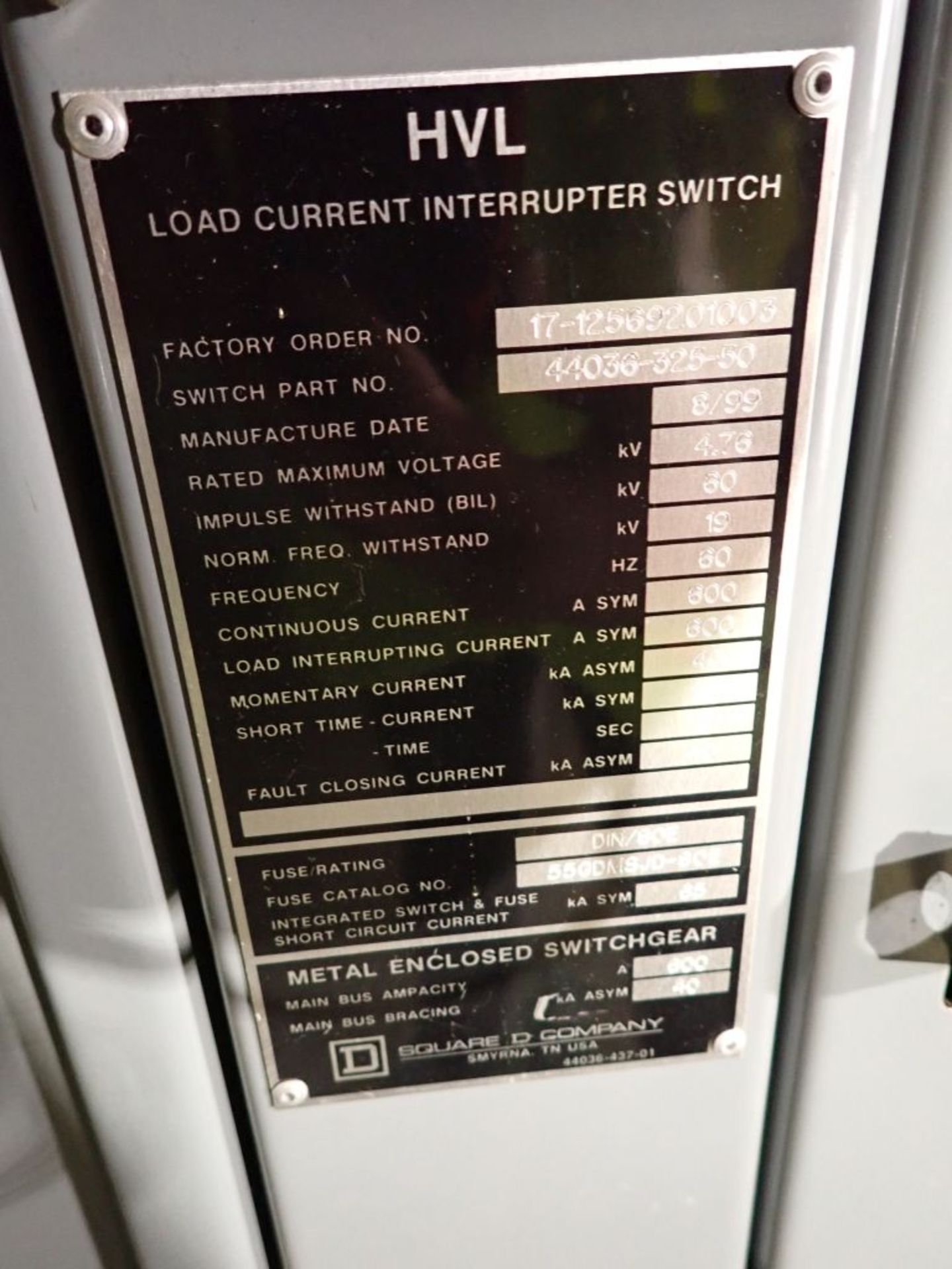 Square D Dry Type Transformer w/HUL Interrupter Switch | 500/667 KVA; 4160V High Voltage; 480y/ - Image 5 of 11