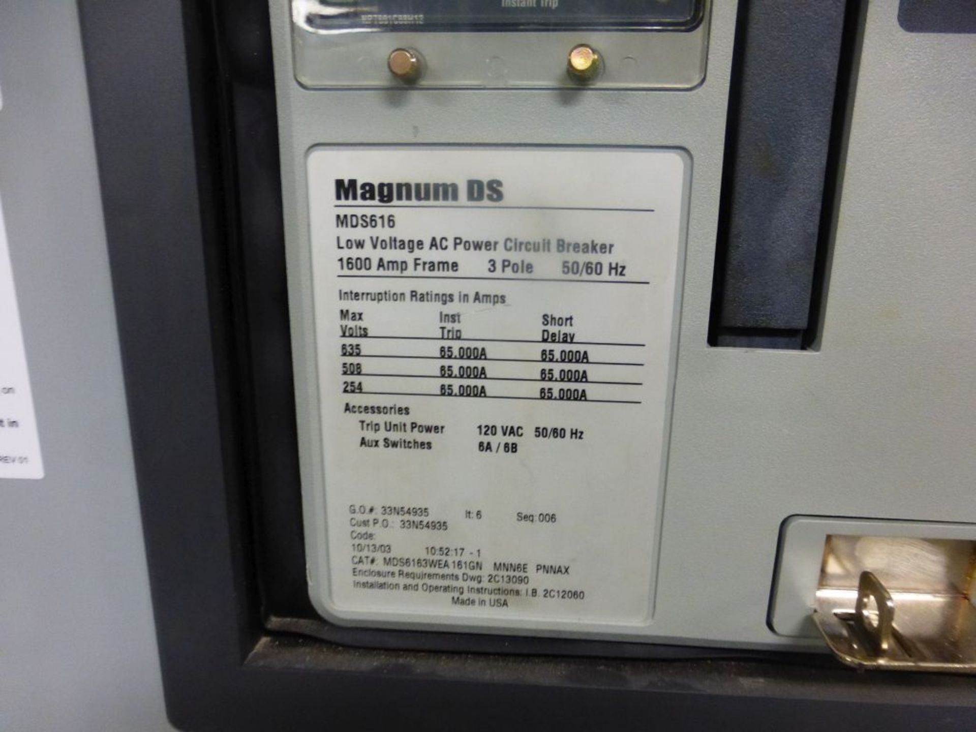 Cutler Hammer Switchgear | 1600A; (6) Sections; Includes: (7) 1600A Breaker Part No. MDS616; (3) - Image 31 of 44