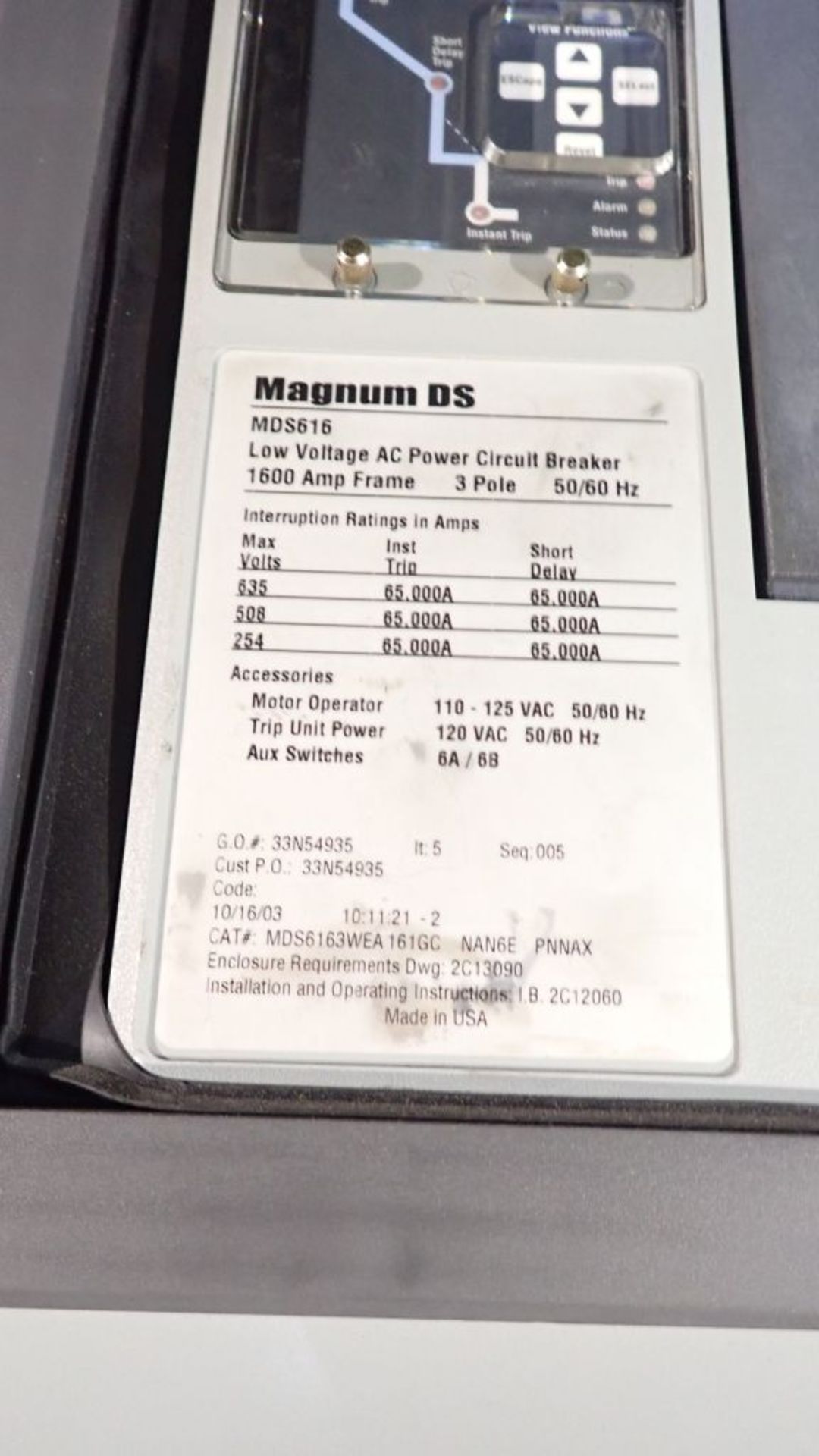 Cutler Hammer Switchgear | 1600A; (6) Sections; Includes: (7) 1600A Breaker Part No. MDS616; (3) - Image 17 of 44