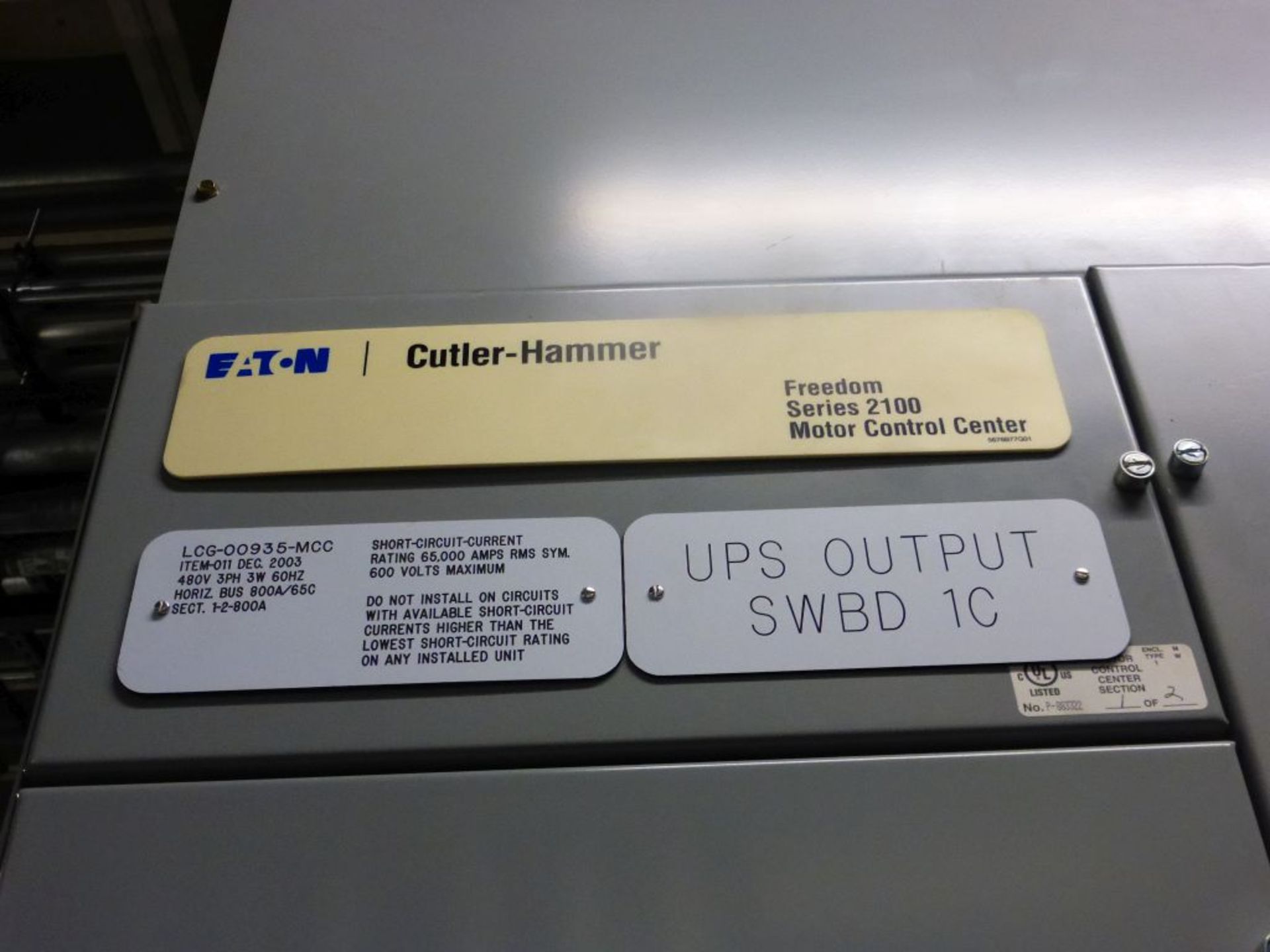 Cutler Hammer Freedom Series 1200A MCC | (2) Verticals; Tag: 241185; Lot Loading Fee: $50.00 - Image 3 of 19