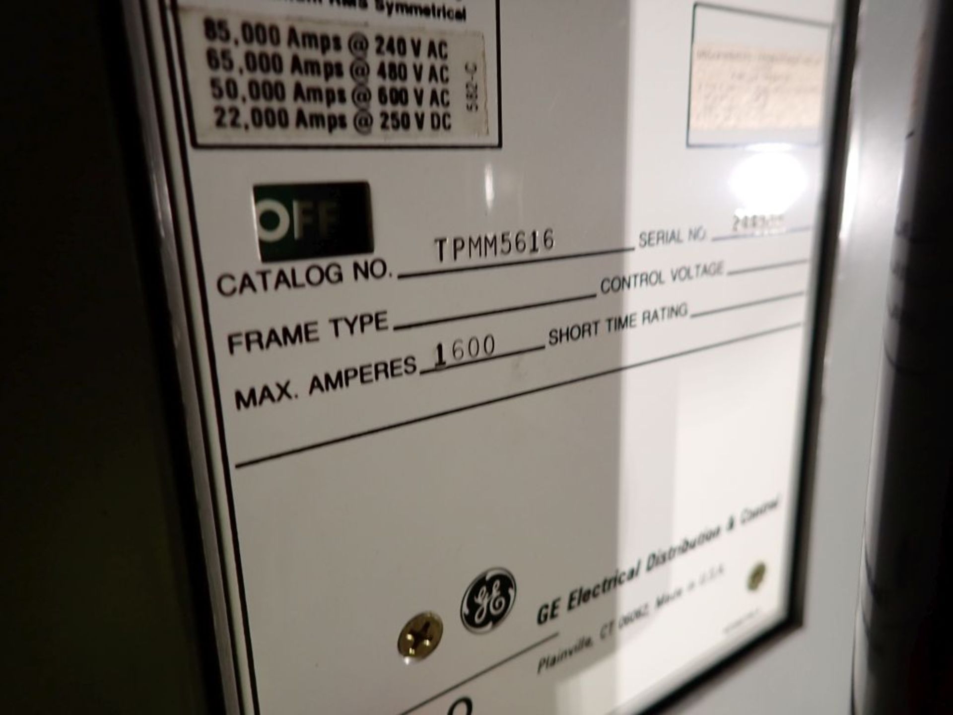 GE Panelboard | 1600A Circuit Breaker Part No. TPMM5616; Tag: 241236; Lot Loading Fee: $25.00 - Image 4 of 5