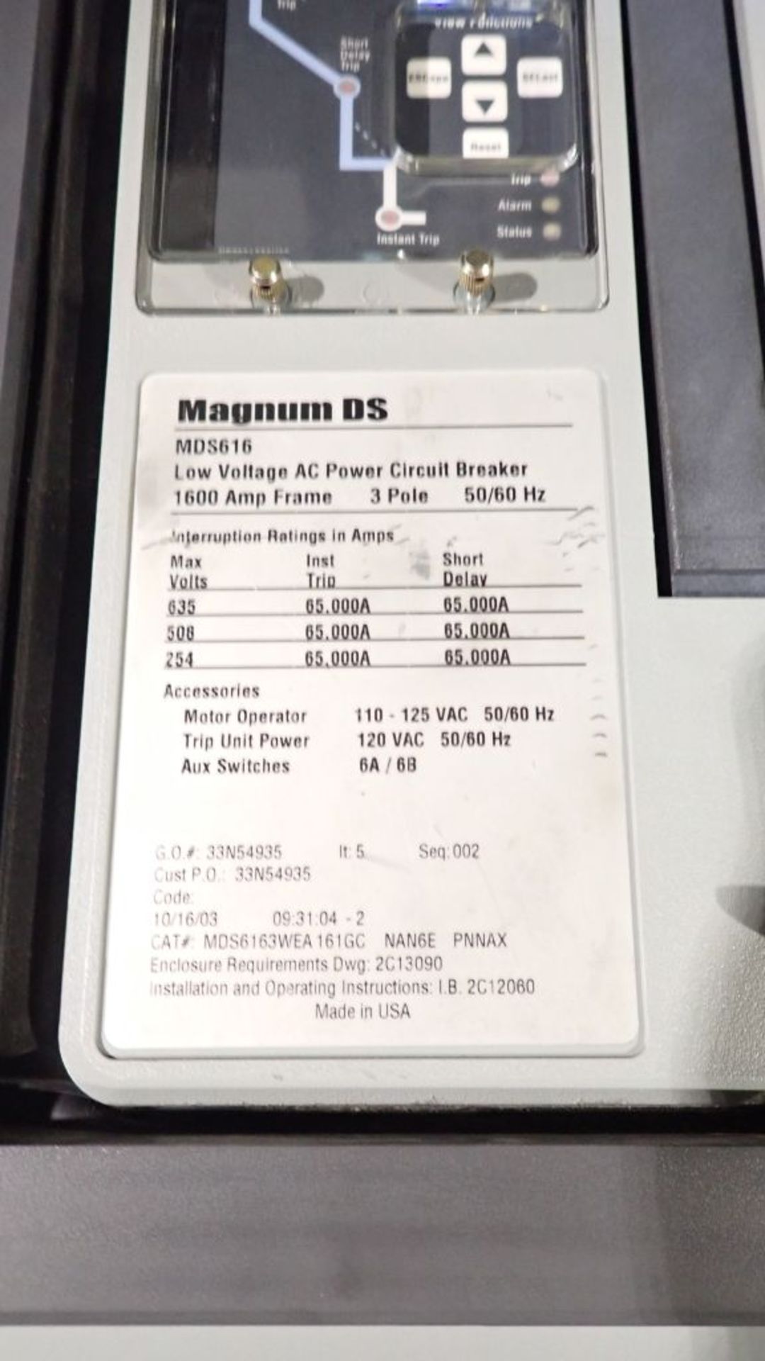 Cutler Hammer Switchgear | 1600A; (6) Sections; Includes: (7) 1600A Breaker Part No. MDS616; (3) - Image 11 of 44