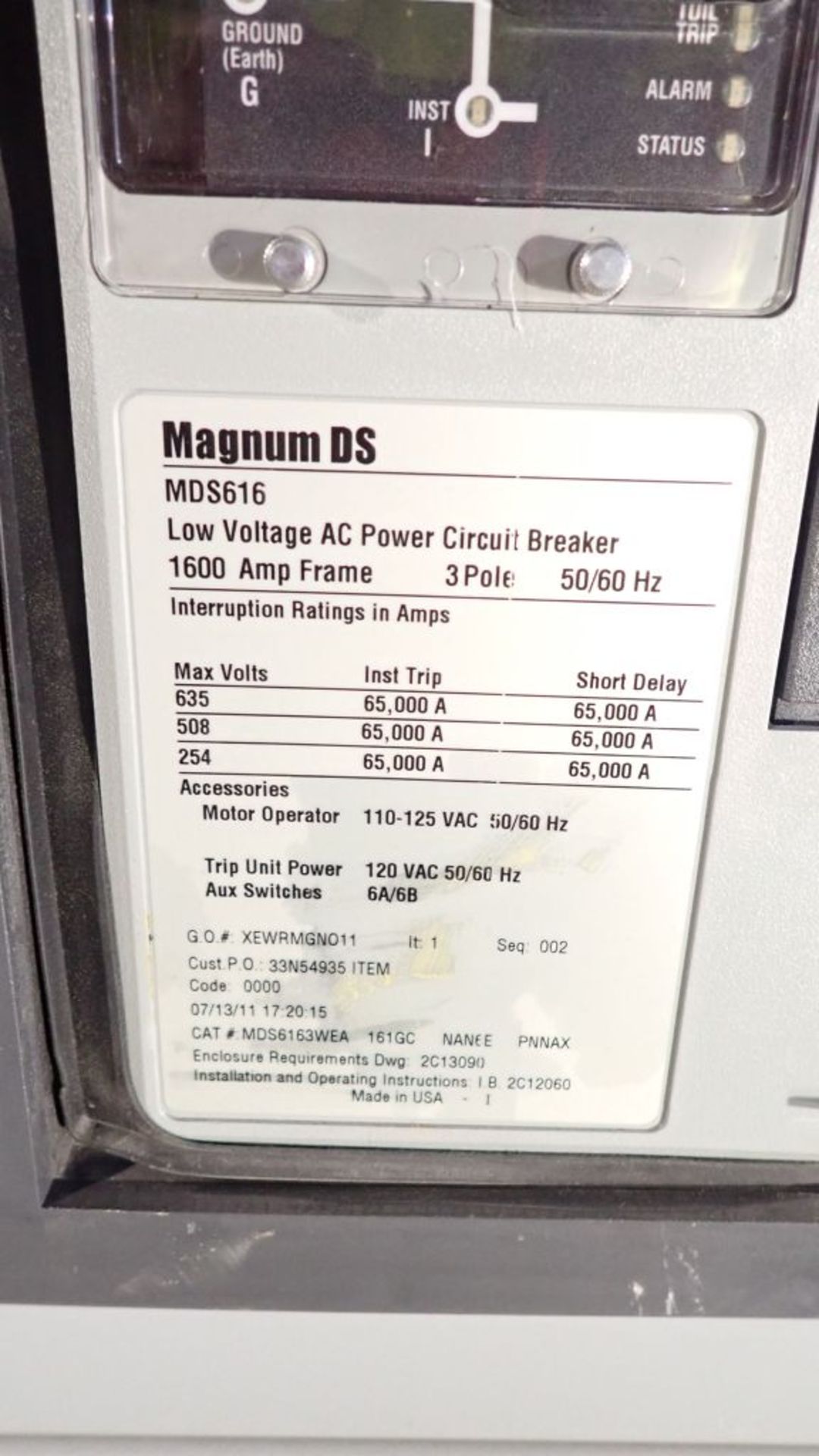 Cutler Hammer Switchgear | 1600A; (6) Sections; Includes: (7) 1600A Breaker Part No. MDS616; (3) - Image 25 of 44