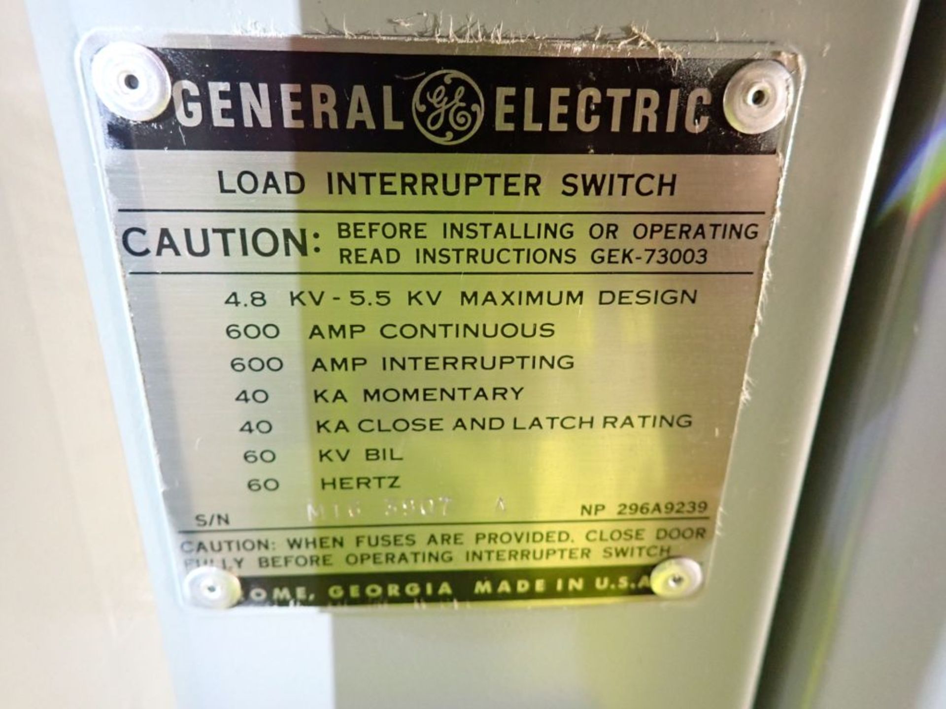 GE Transformer with Interrupter Switch | 1500/2000A; 4160-480Y/277V; Includes: 600A Switch; Tag: - Image 19 of 19