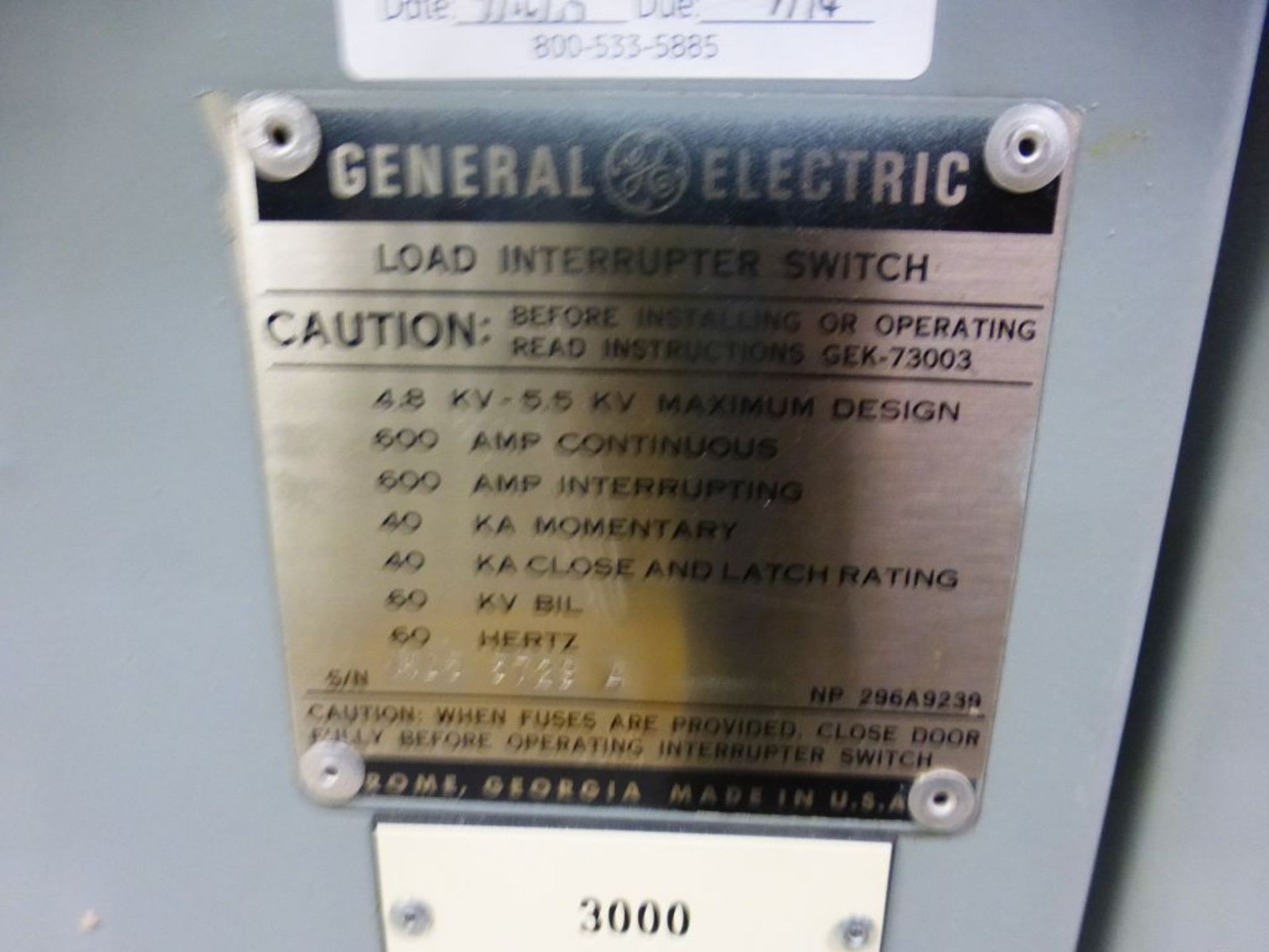 GE Transformer w/Interrupter Switch | 2000/2667 KVA; 4160 Primary Voltage; 480Y/277 Secondary - Image 6 of 11