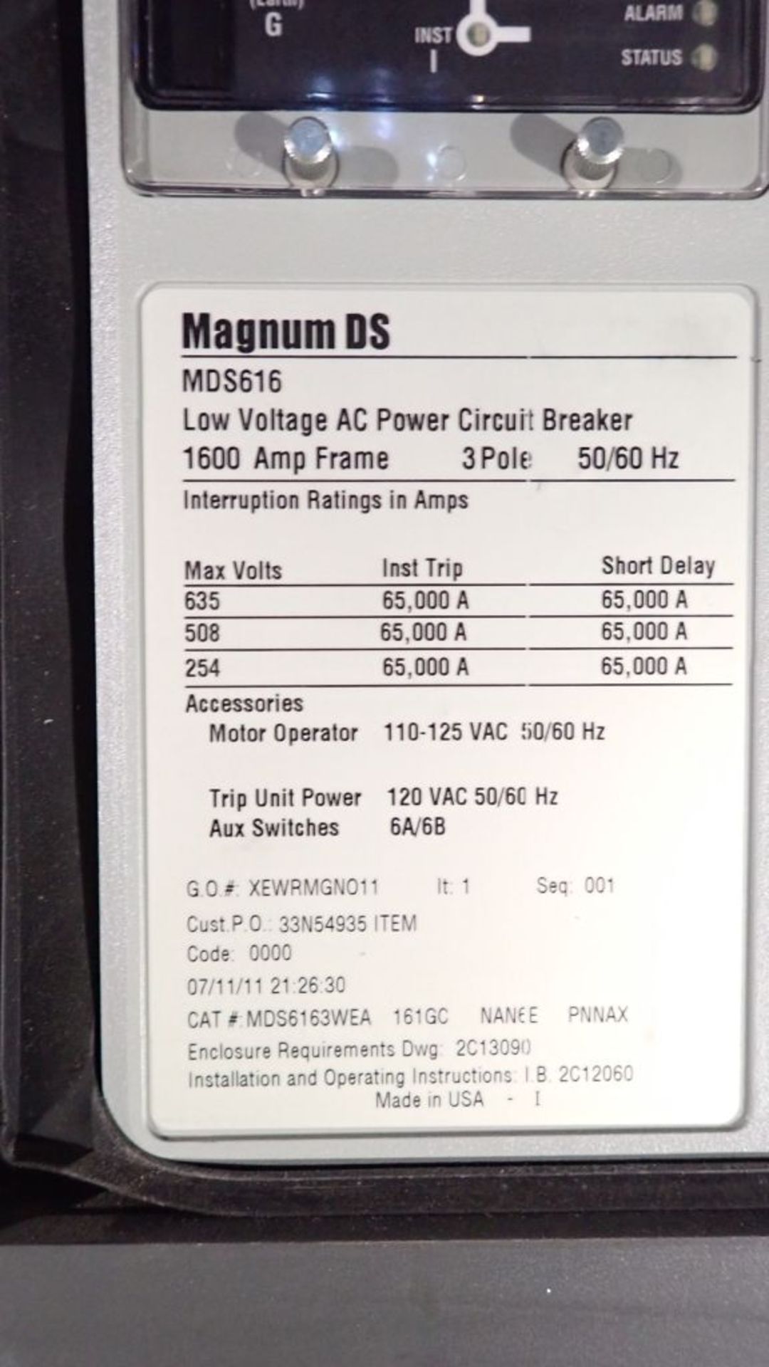 Cutler Hammer Switchgear | 1600A; (6) Sections; Includes: (7) 1600A Breaker Part No. MDS616; (3) - Image 21 of 44