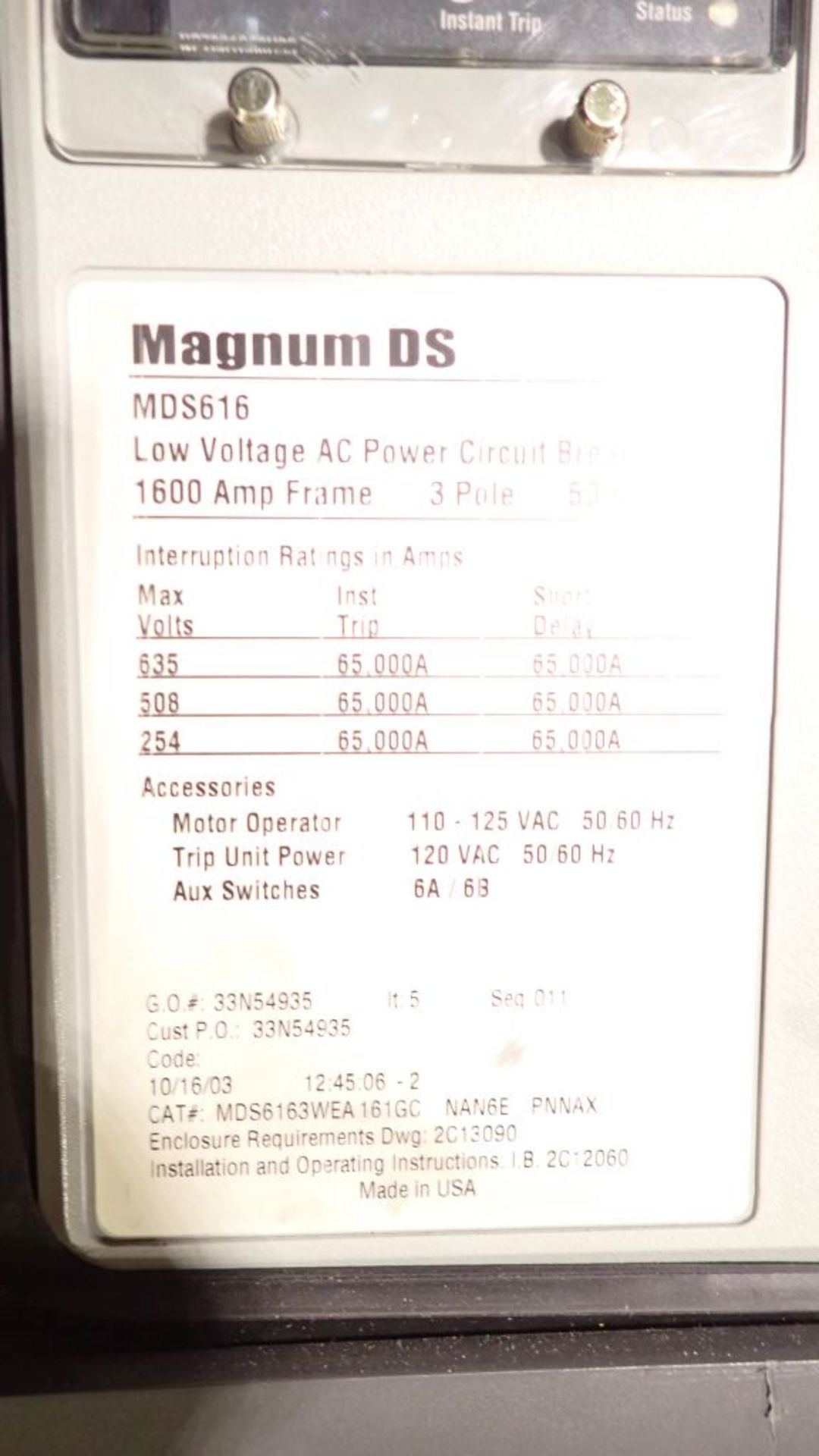 Eaton Cutler Hammer Switchgear | 1600A DS Frame Breaker; 480Y/277V; (9) 1600A; (6) 1600A; (3) 1200A; - Image 21 of 37