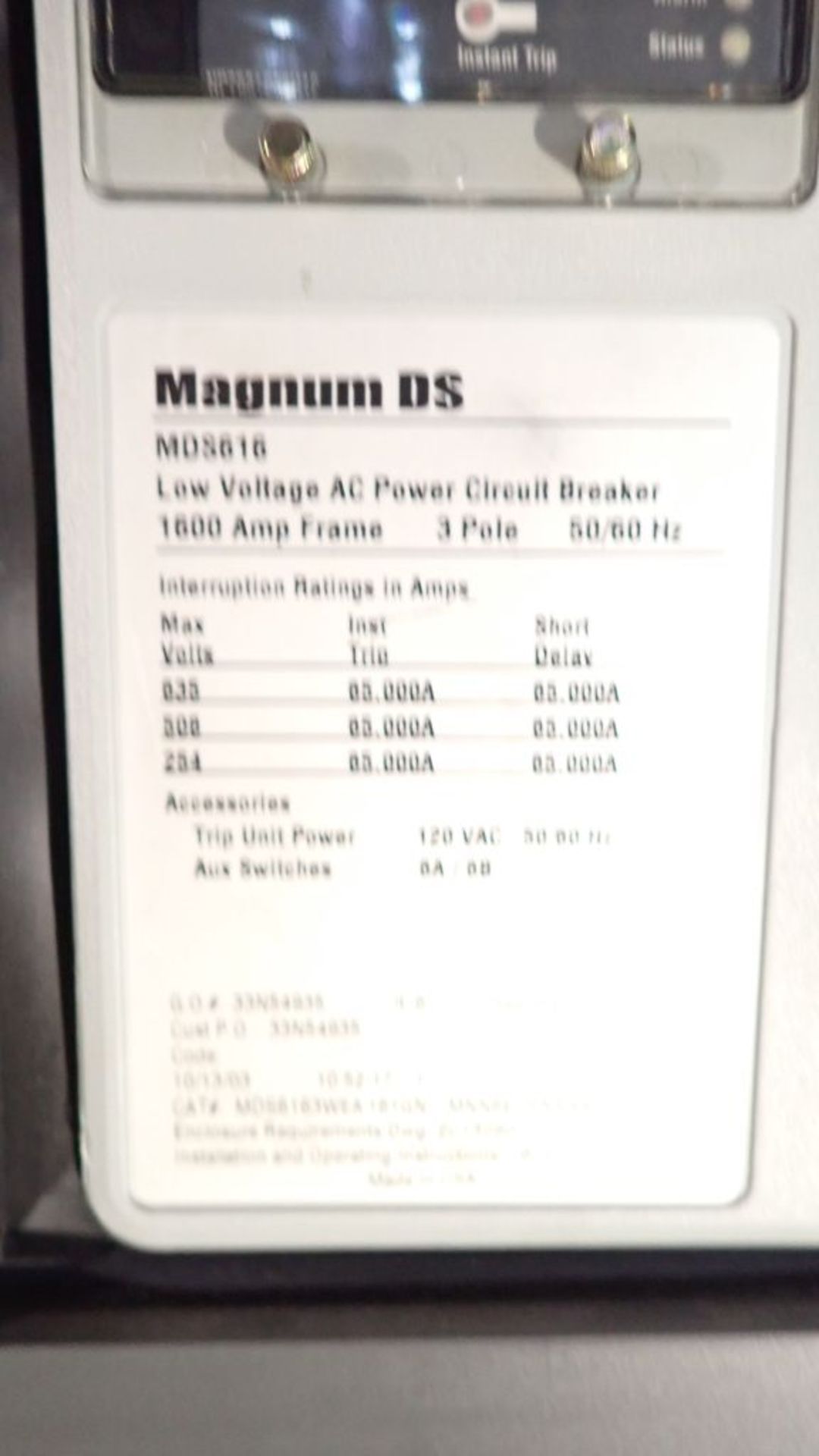 Cutler Hammer Switchgear | 1600A; (6) Sections; Includes: (7) 1600A Breaker Part No. MDS616; (3) - Image 32 of 44