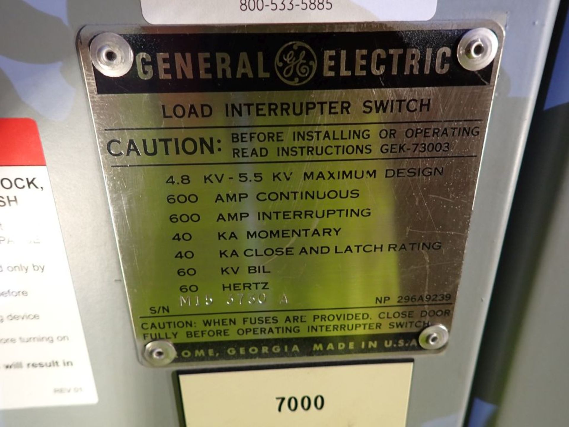 GE Transformer w/Interrupter Switch | 2000/2667 KVA; 4160 Primary Voltage; 480Y/277 Secondary - Image 7 of 11