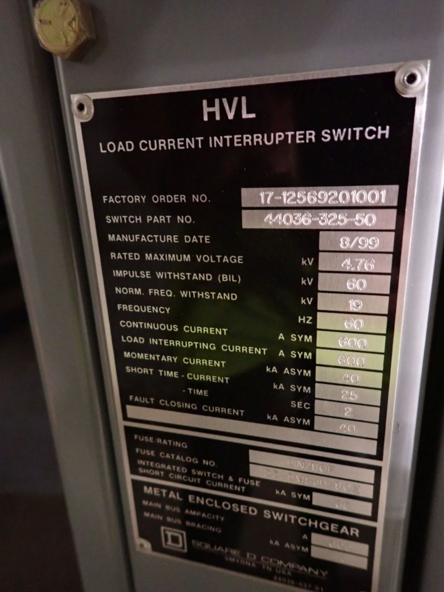 Square D Dry Type Transformer w/HUL Interrupter Switch | 500/667 KVA; 4160V High Voltage; 480y/ - Image 5 of 9