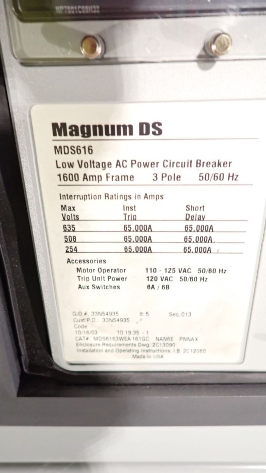 Eaton Cutler Hammer Switchgear | 1600A DS Frame Breaker; 480Y/277V; (9) 1600A; (6) 1600A; (3) 1200A; - Image 23 of 37