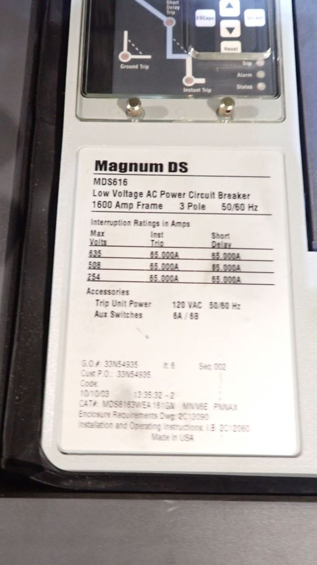 Cutler Hammer Switchgear | 1600A; (6) Sections; Includes: (7) 1600A Breaker Part No. MDS616; (3) - Image 28 of 44