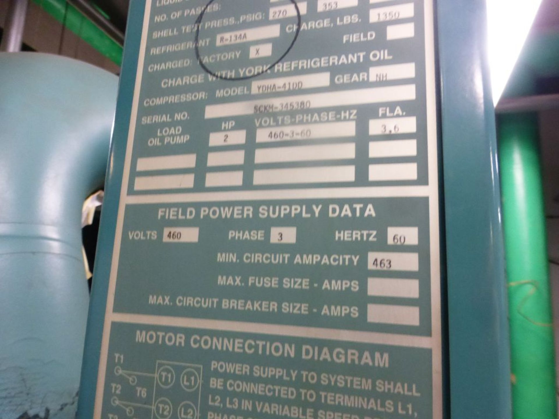 York Millennium Centrifugal Chiller | Model No. YKCDCDG4CME R134A; Serial No. YCTM-067402; Tag: - Image 5 of 9