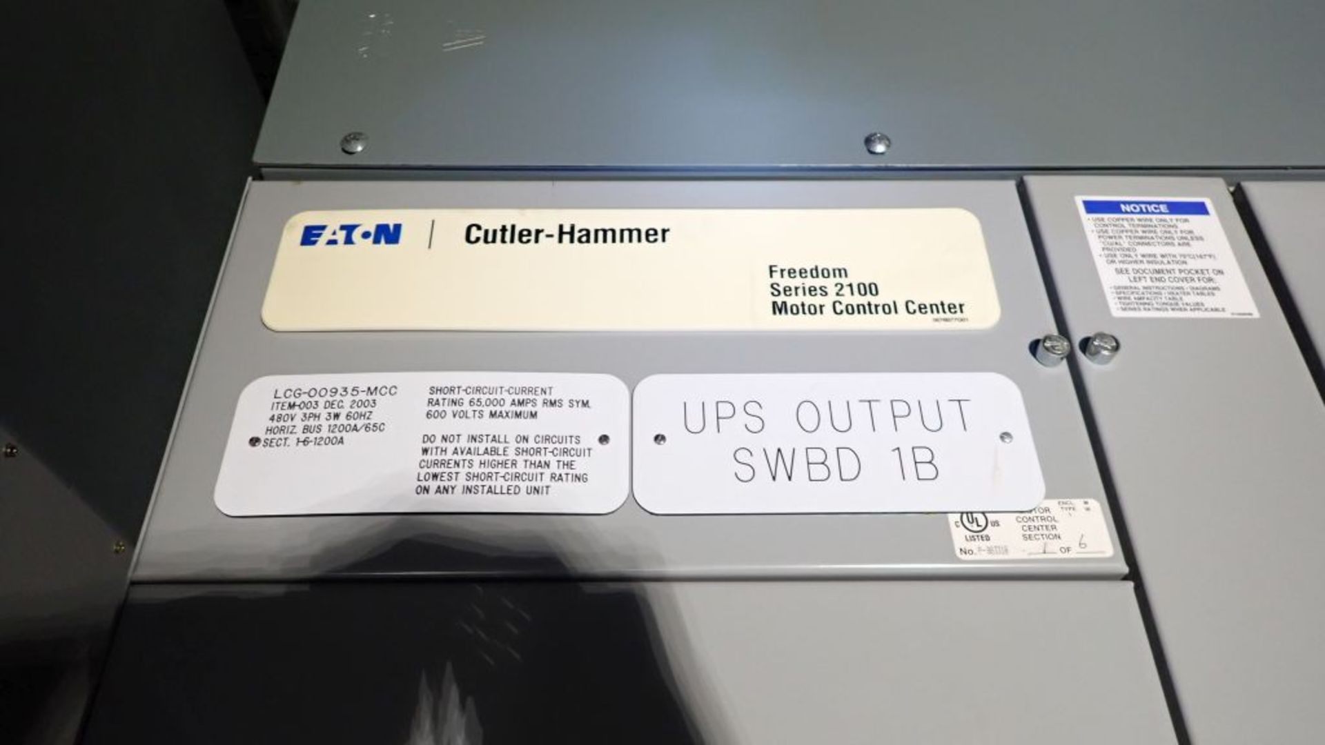 Cutler Hammer Freedom Series 1200A MCC | (6) Verticals; Tag: 241184; Lot Loading Fee: $100.00 - Image 3 of 51